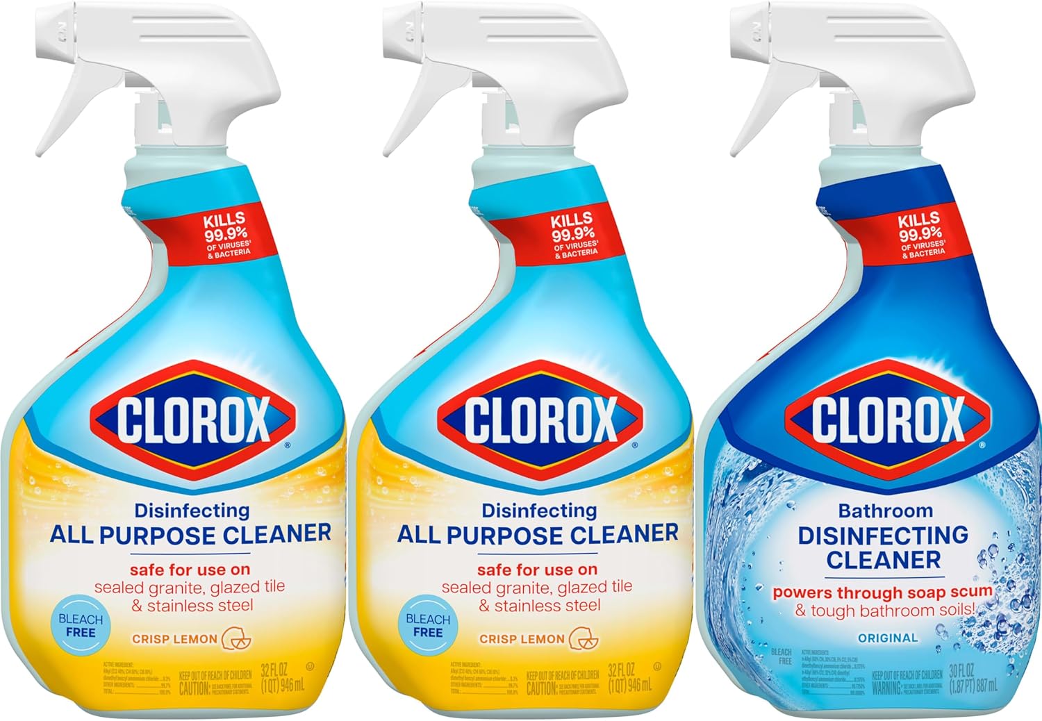 Clorox Disinfecting All-Purpose Cleaner 32 Oz and Bathroom Cleaner, Household Essentials, 30 Oz, Pack of 3 - Image 11