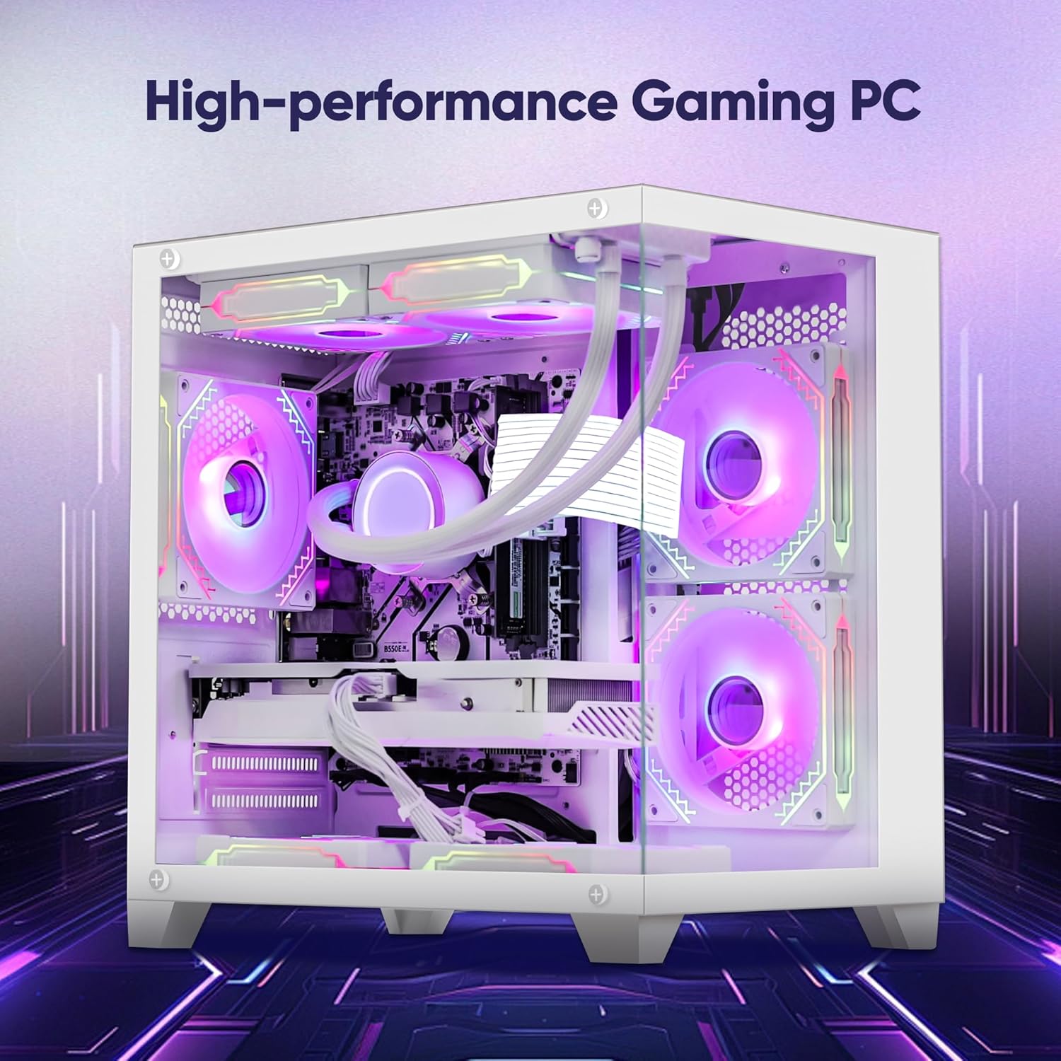RTX 5070 12GB Gaming PC Desktop - AMD Ryzen 7 5700X 3.4 GHz, 32GB DDR4 RAM, 1TB PCIe SSD, WiFi + BT, Windows 11 -RGB Prebuilt Computer-White - Image 3