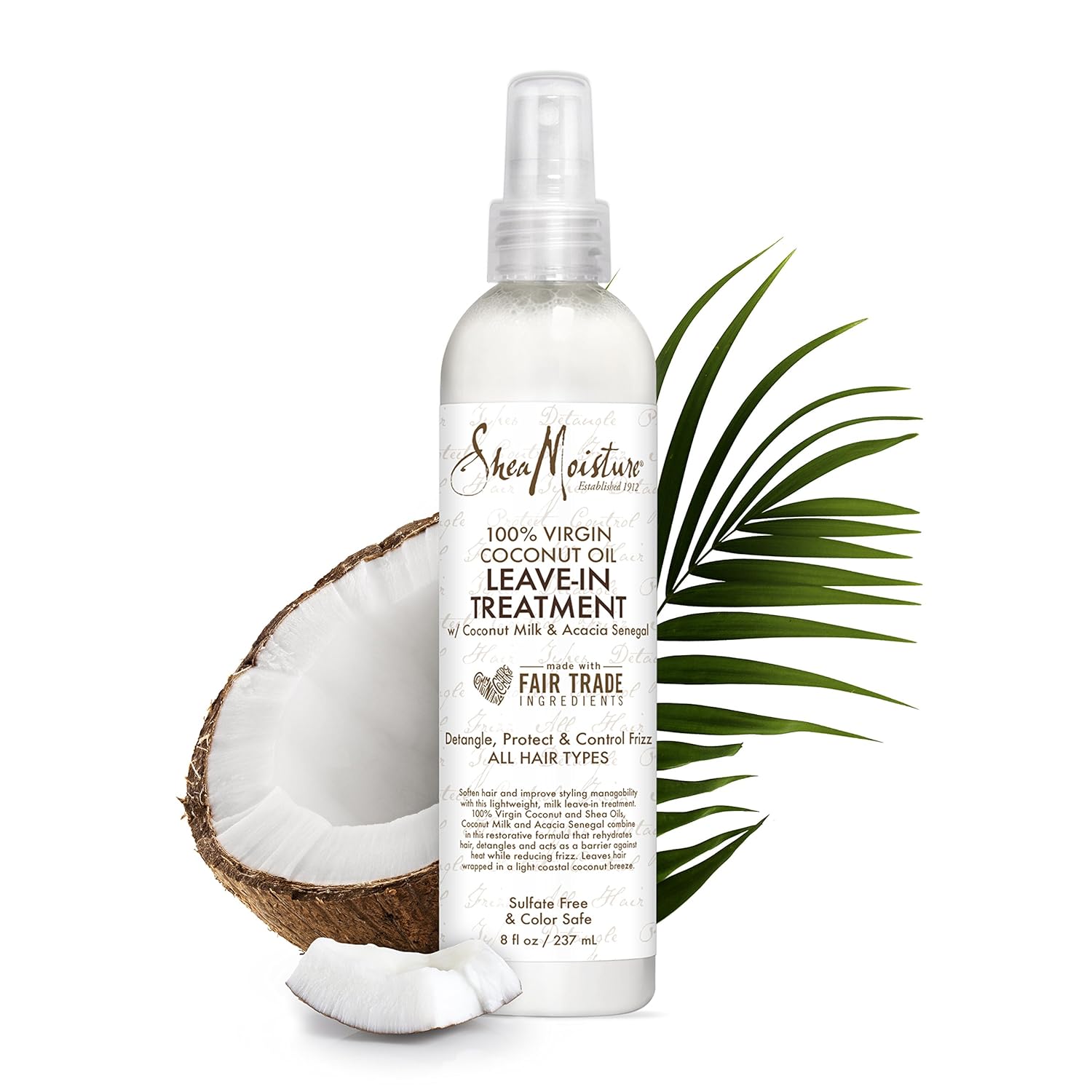 Shea Moisture 100% Virgin Coconut Oil Leave-in Treatment, Shine Curly and Tame Frizz for Tangle-Free Hair, All Natural certified Organic, 8 Ounce - Image 4