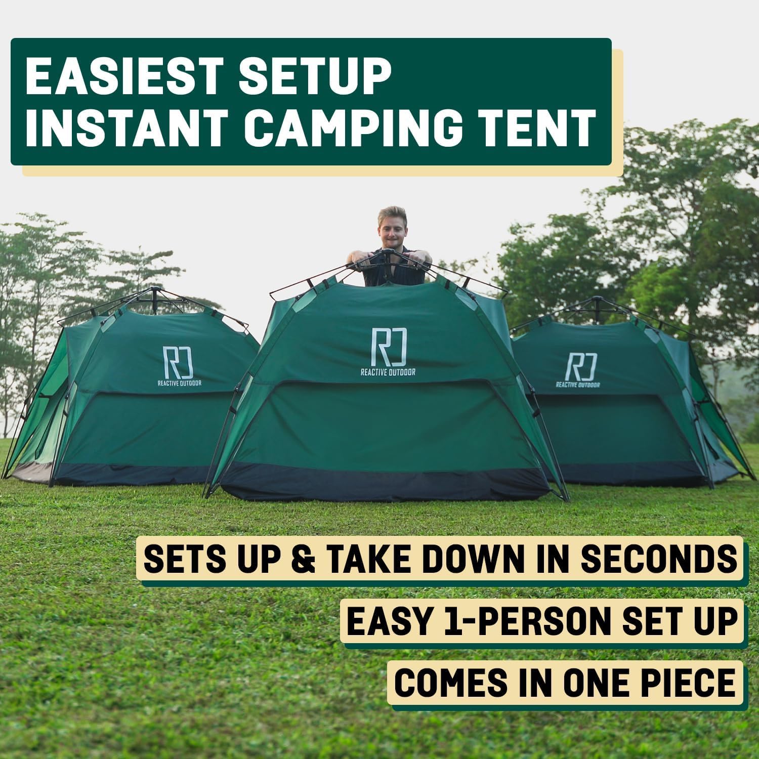 Reactive Outdoor Tent - 3 Second Tent - 3 Sec Instant Pop Up Tent - Easy and Quick Setup Camping Tent - 1 Person Setup Waterproof Double Layer Outdoor Camping Tent - Image 4
