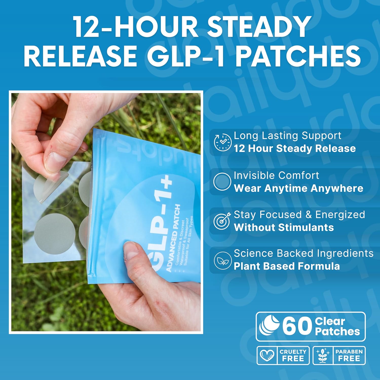 GLP-1 Patches | 60 Clear Patches | Advanced Berberine, Pomegranate & Cinnamon Formula | Plant-Based Time Release Patch for Men & Women - Image 3
