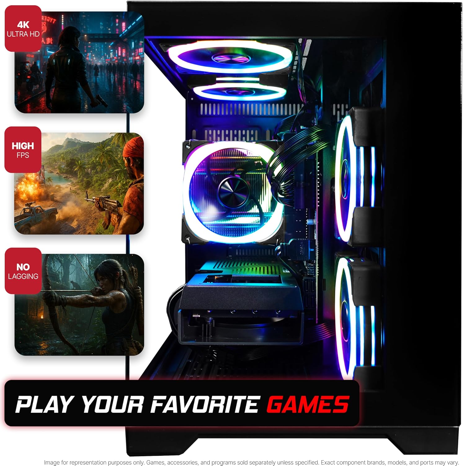 SAAV CORE Prebuilt Gaming PC Bundle Desktop Tower AMD Ryzen 5 5500 GeForce RTX 3050 6GB GDDR6 Dual Curved 27in Monitors 16GB DDR4 512GB NVMe SSD WiFi 6 Windows 11 Black RGB Computer PC Gaming - Image 2