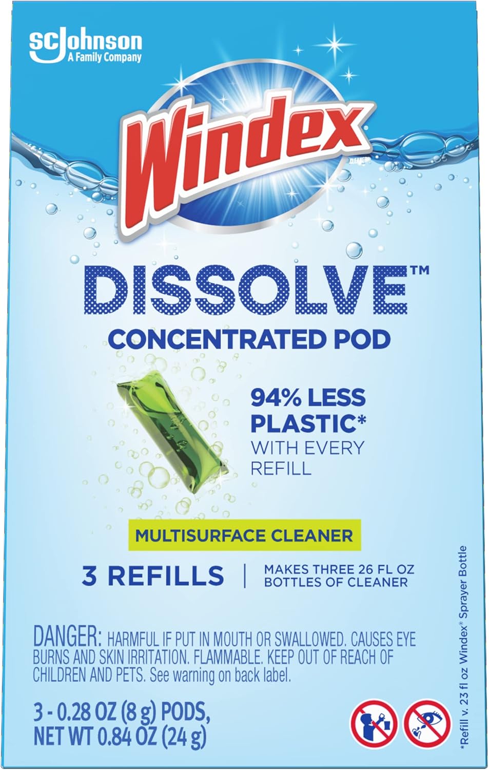 Windex Dissolve Concentrated Pods, Multisurface Cleaner, 3 Concentrated Dissolvable Refill Pods - Image 9