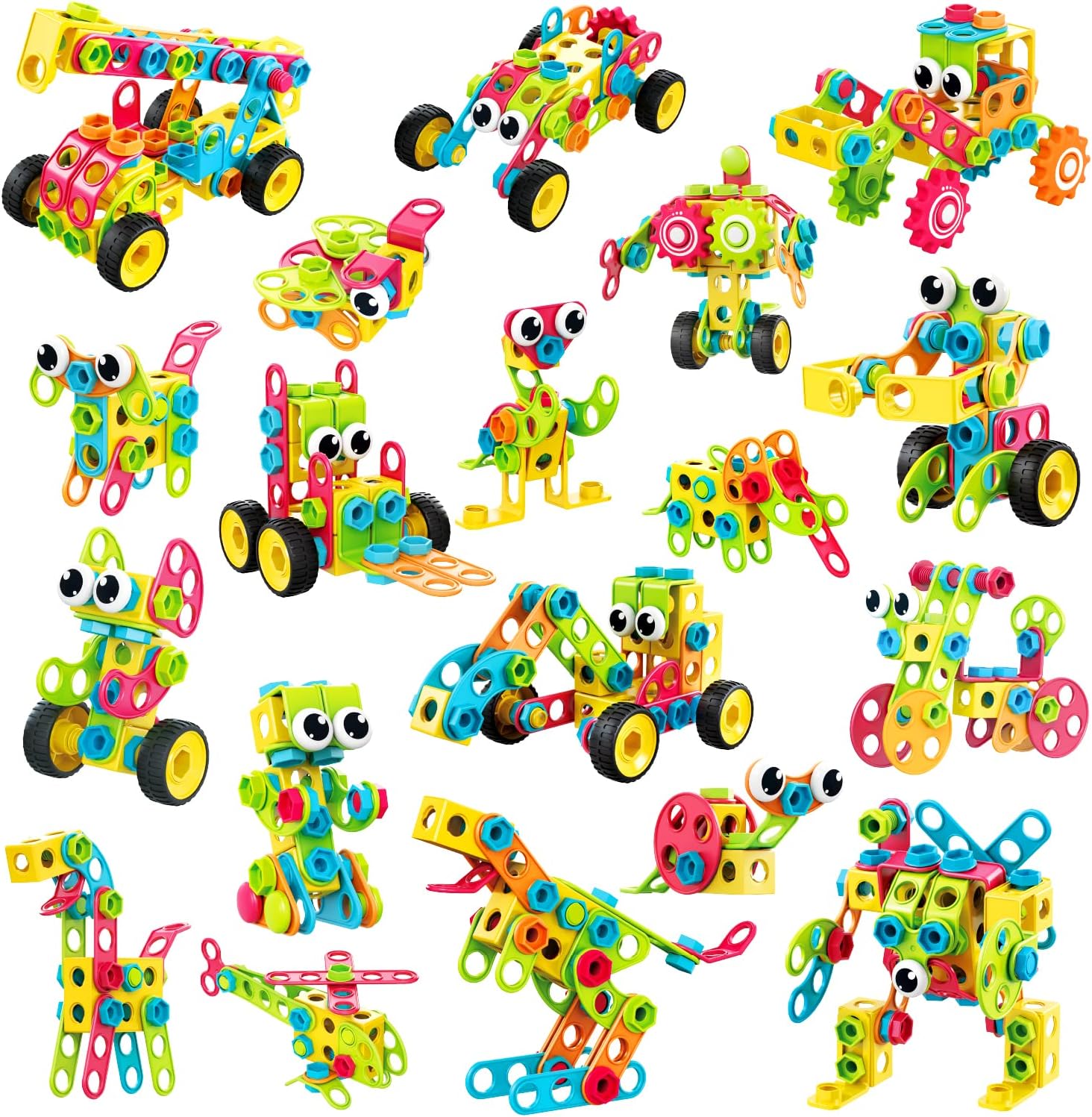 NXONE 195 PCS Educational STEM Toys for Boys and Girls Ages 3 4 5 6 7 8 9 10 Construction Building Blocks Toy Building Sets Kids Toys Creative Activities Games with Storage Box - Image 7