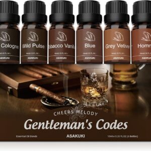 ASAKUKI Men Essential Oils Set for Diffuser, Valentine’s Day Gift for Men– 6×10ml Cologne-Inspired Unisex Fragrance Oils for Diffusers – Elegant, Clean, and Confident Scents