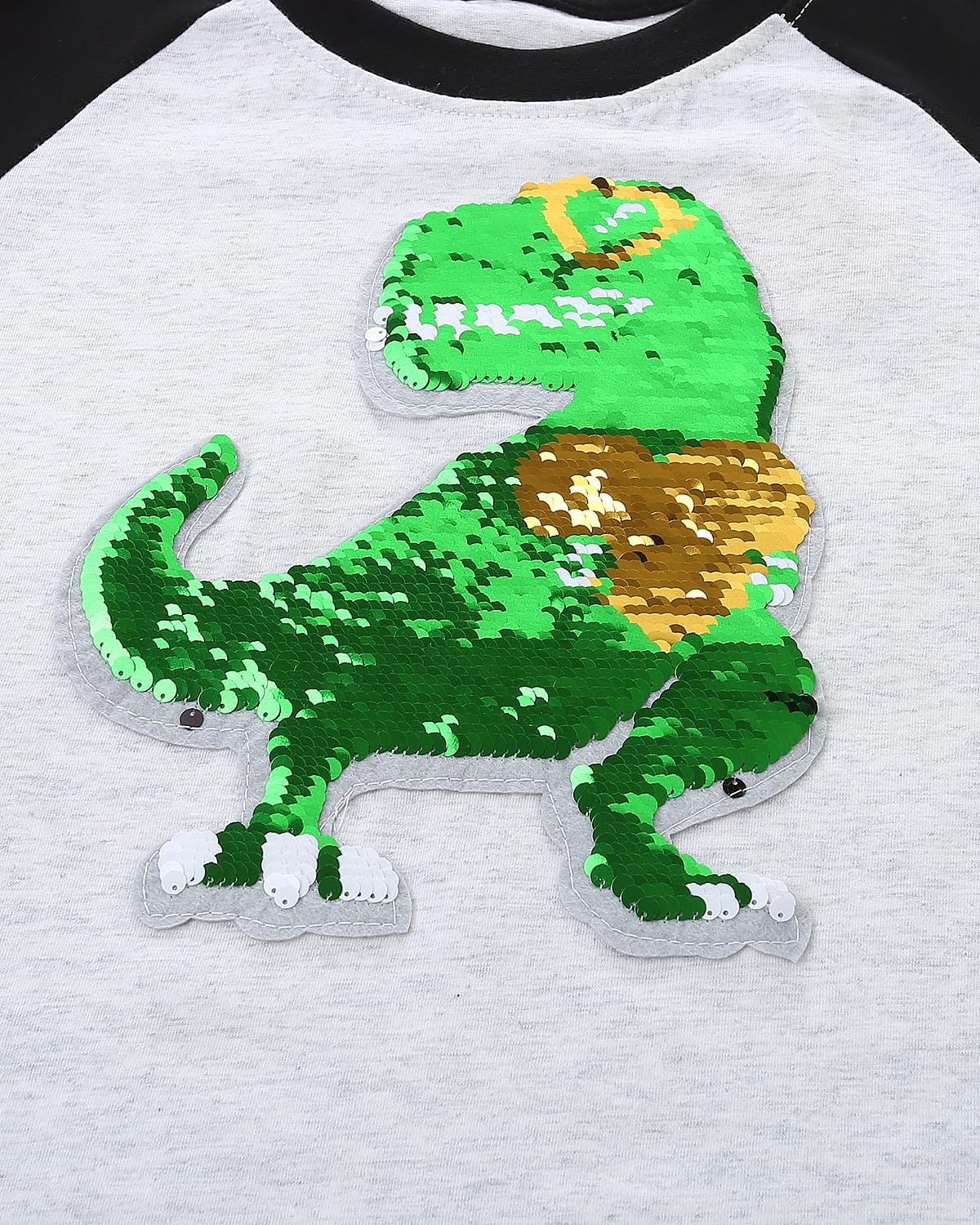 Valentine's Dinosaur Shirt for Toddler Boy Monster Truck Heart Flip Sequin T-Shirt Tractor Long Sleeve Kids VDAY Tops - Image 5