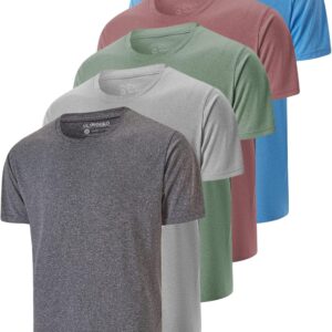 5 Pack Men’s Dry Fit T Shirts Athletic Running Gym Workout Short Sleeve Tee Shirts for Men