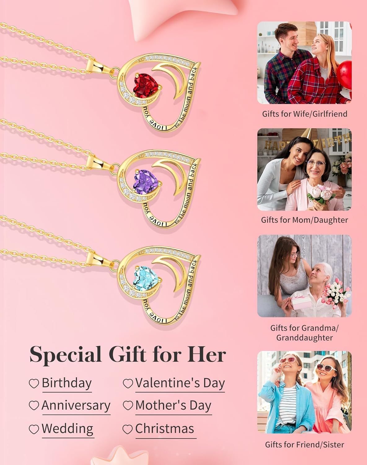 Heart Gold Necklace for Women Birthday Gifts for wife Jewelry for Wife Necklace for Girlfriend Mom Daughter Gold Jewelry for Women - Image 5