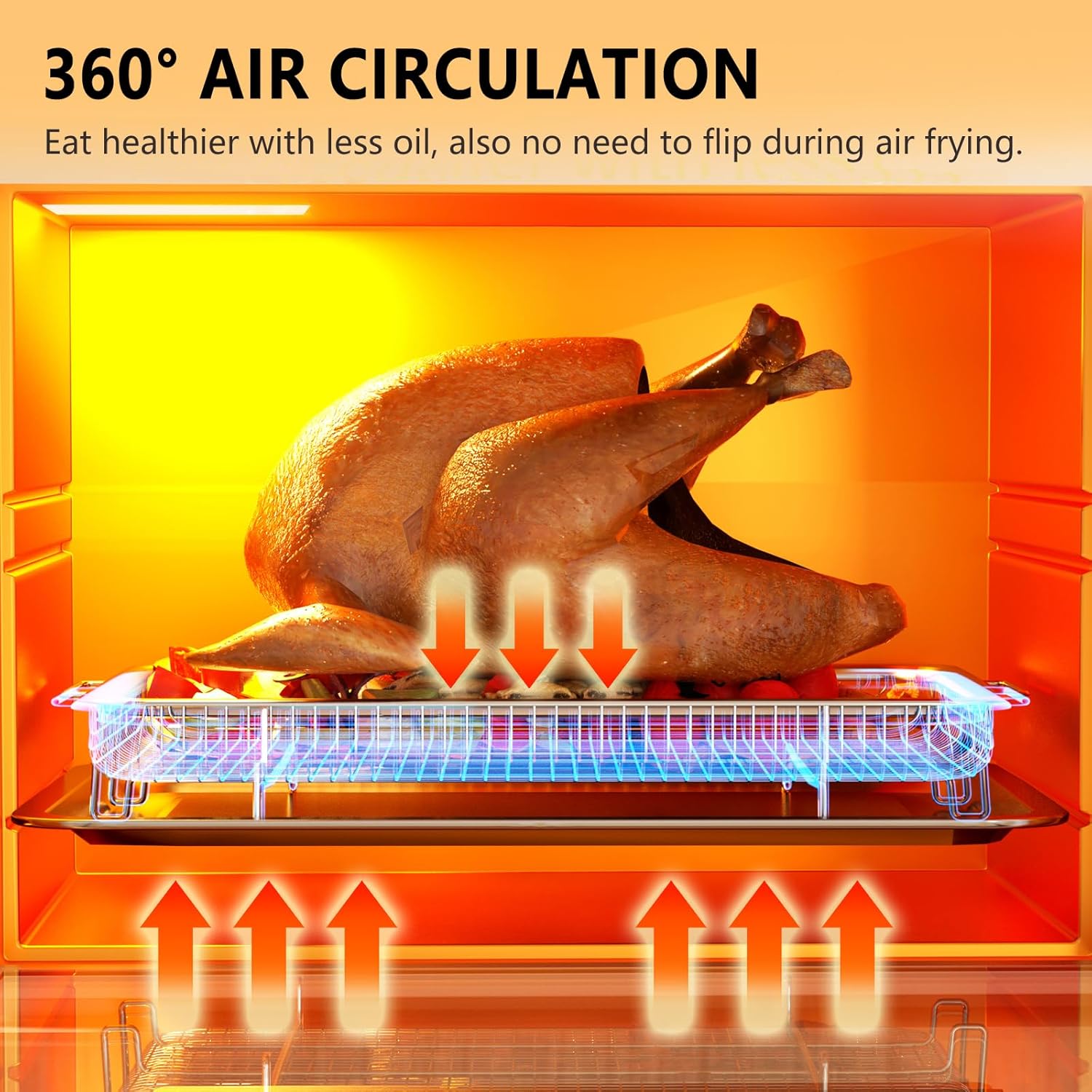 Air Fryer Basket for Oven, OPENICE 15.3" x 11.0" Large Air Fryer Tray and Pan with 30PCS Parchment Papers, Stainless Steel Oven Air Fryer Basket and Tray for Baking Grilling - Image 3