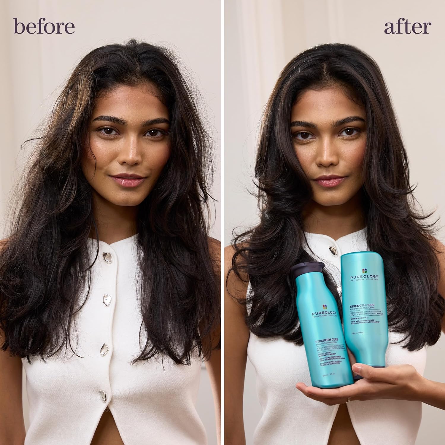 Pureology Strength Cure Shampoo - For Damaged or Color Treated Hair, Hair Strengthening & Prevents Breakage, Seals Split Ends, Vegan & Sulfate-Free - Image 4