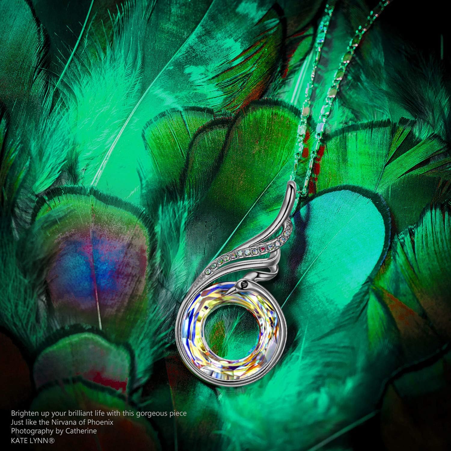 Kate Lynn "Rise From the Ashes Phoenix Necklace Made with Crystals from Austria, 18"+2" Necklace, Packaged with Jewelry Box, Birthday Gift for Women, Symbol of Luck and Renewal - Image 3