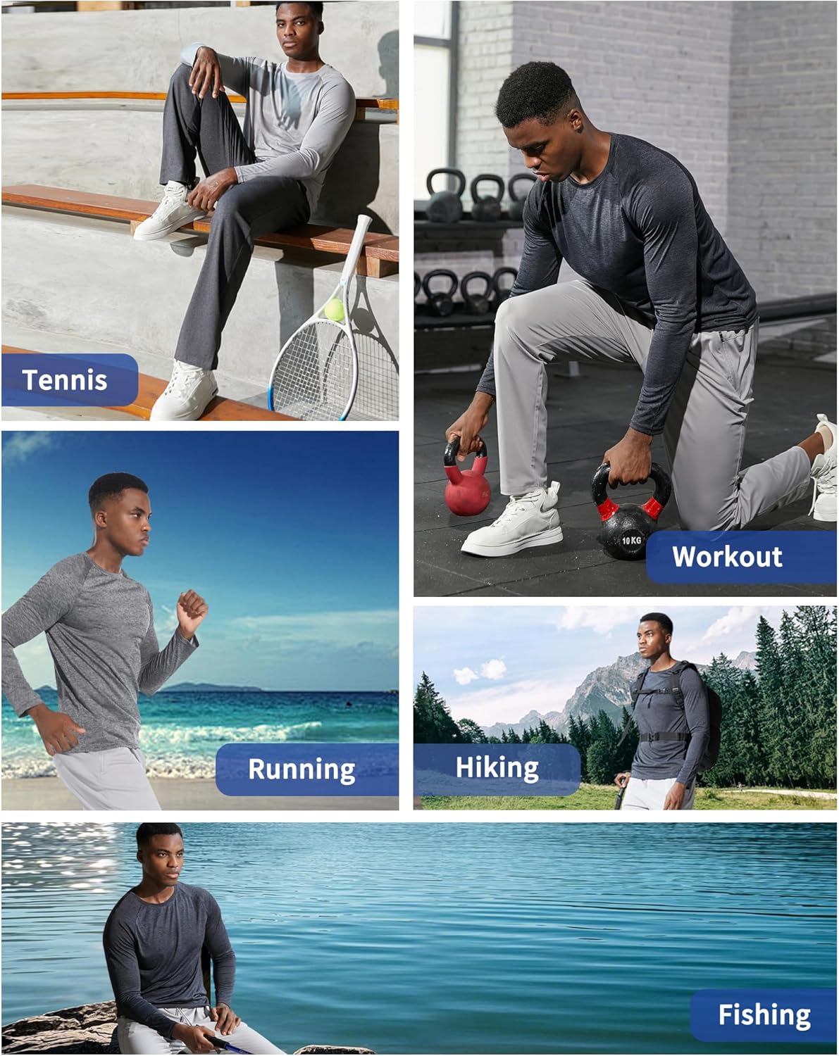 clothin 3 Pack Long Sleeve Shirts for Men/Mens Workout T-Shirts Moisture Wicking Lightweight - Image 2