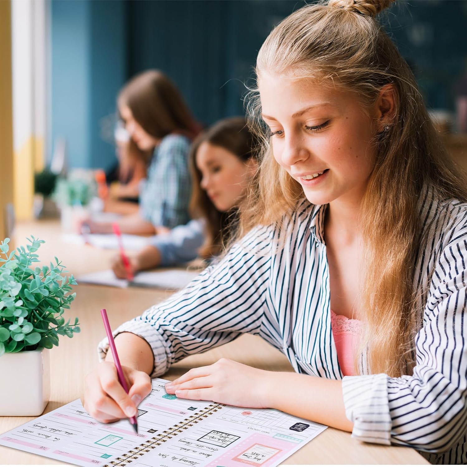 Undated Weekly Planner with Habit Tracker, 52 Weeks To Do List Notebook A5 Weekly Goal Planner with Spiral Binding & Stickers Home Work School Supplies for Women Girls 8.2" x 5.7" - Pink - Image 6
