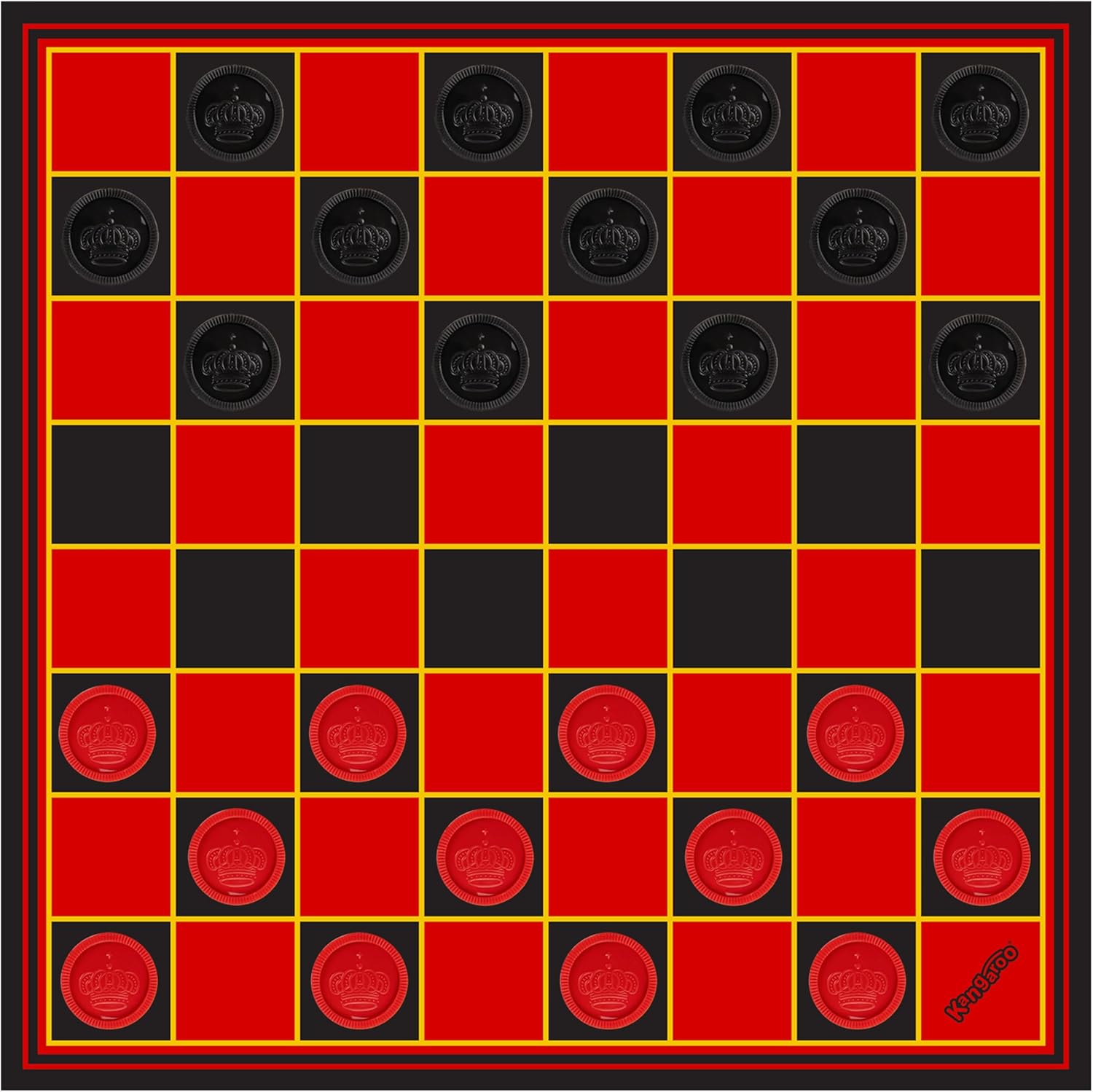 Kangaroo - Multiplayers Strategy Checker Board Game for Kids & Adults - Portable Educational Travel Cardboard Checkers - Includes Large Board w/ 24 Checkers (12 Red and 12- Black) 15x15 Inches - Image 5