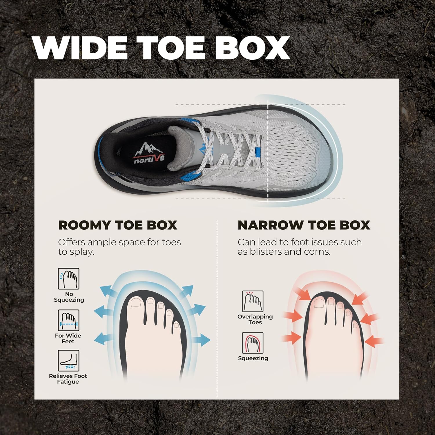 NORTIV 8 Men's Wide Toe Box Trail Running Shoes Cushion Walking Barefoot Tennis Workout Gym Cross Training Shoe Fashion Sneakers Whitney - Image 3