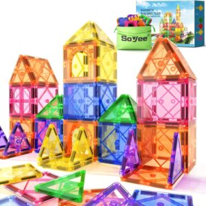 Soyee Magnetic Tiles Toddler Toys Magnetic Building Blocks for Kids Ages 3-12 STEM Educational Toys for Girls & Boys Sensory Toys for Kids with Autism Classroom Must Haves