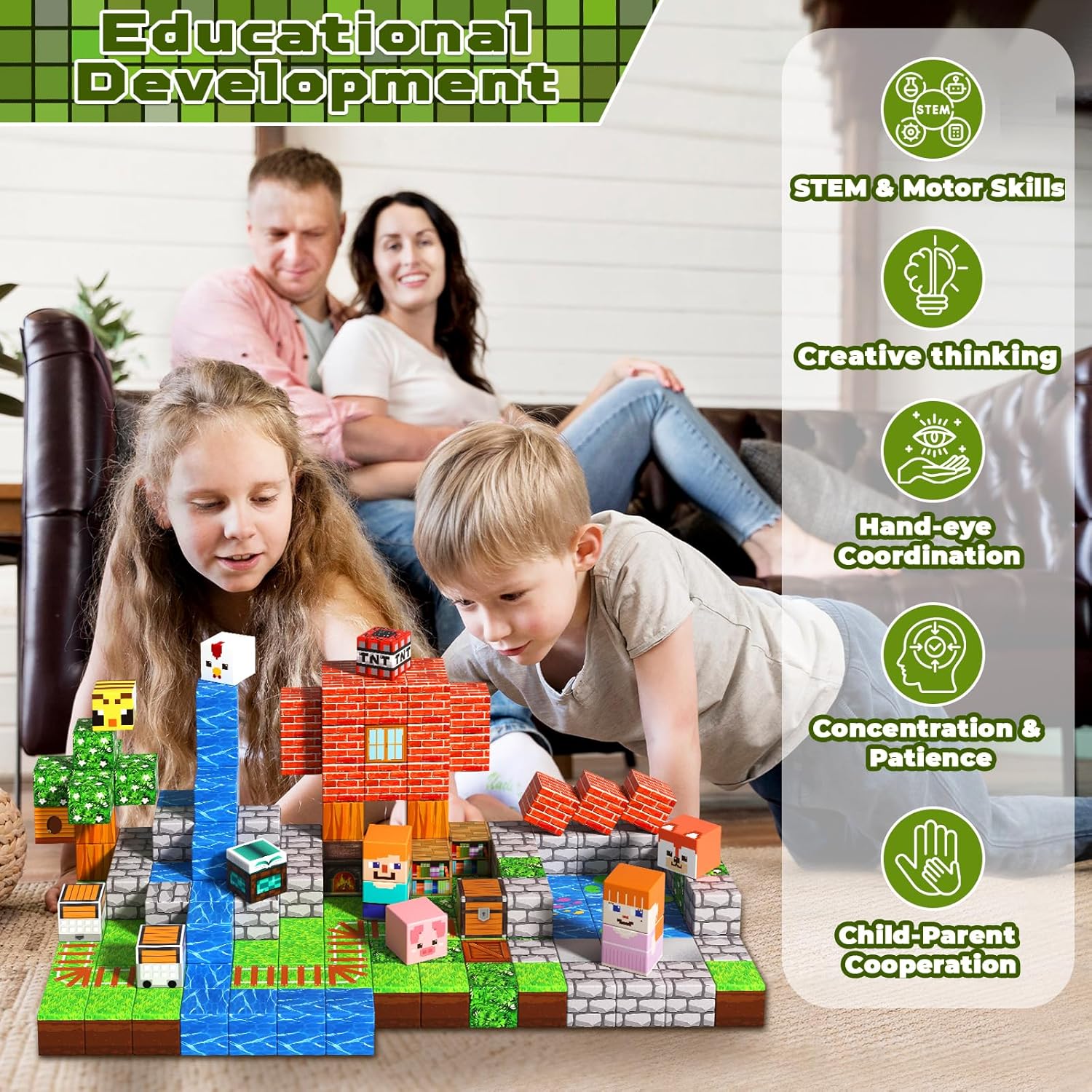 200PCS Magnetic Blocks - Forest Magnetic Building Blocks, Stacking Magnets for Kids, Strong Magnets, Sensory Toy for STEM Learning Toys for Kids 3+ Boys and Girls Christmas Birthday Creative Gifts - Image 6