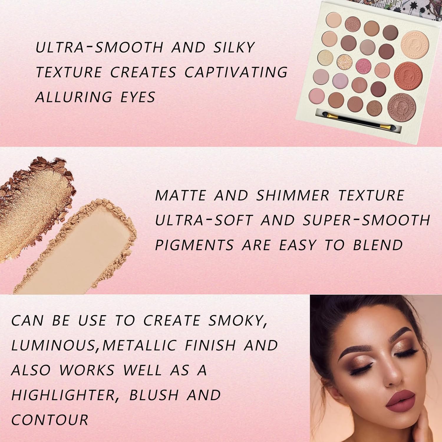 K'APEINE Brown Eyeshadow Palette, 23Colors Matte Shimmer Eyeshadow Nude Neutral Makeup Palette Smoky Eye Shadow Pallet with 1 Brush Highly Pigmented Waterproof Makeup Kit for Women Daily, Party - Image 4