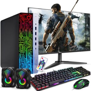 BTO HP RGB Gaming Desktop PC Bundle – Intel Core i7 6th Gen, 16GB DDR4 Ram, 1TB SSD, NVIDIA GeForce GT 1030 GDDR5, New 24 Inch Monitor – Prebuilt Gaming Computer, RGB Set – Windows 11 Pro (Renewed)