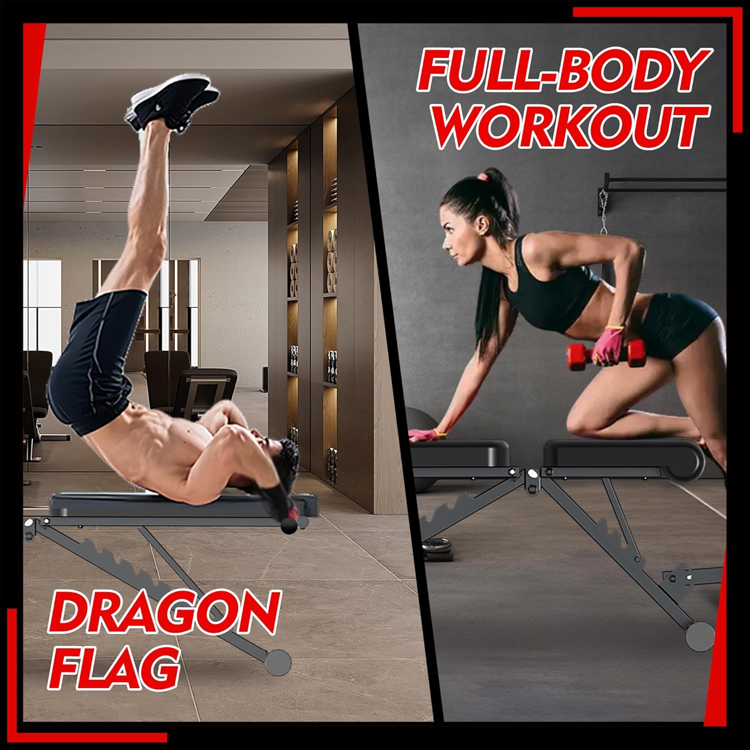 FONBEAR Adjustable Weight Bench, 660LBS Foldable Workout Bench for Full Body Strength Training, Multifunctional Bench Press Incline Decline Bench - Great for Beginners and Professional Use - Image 8