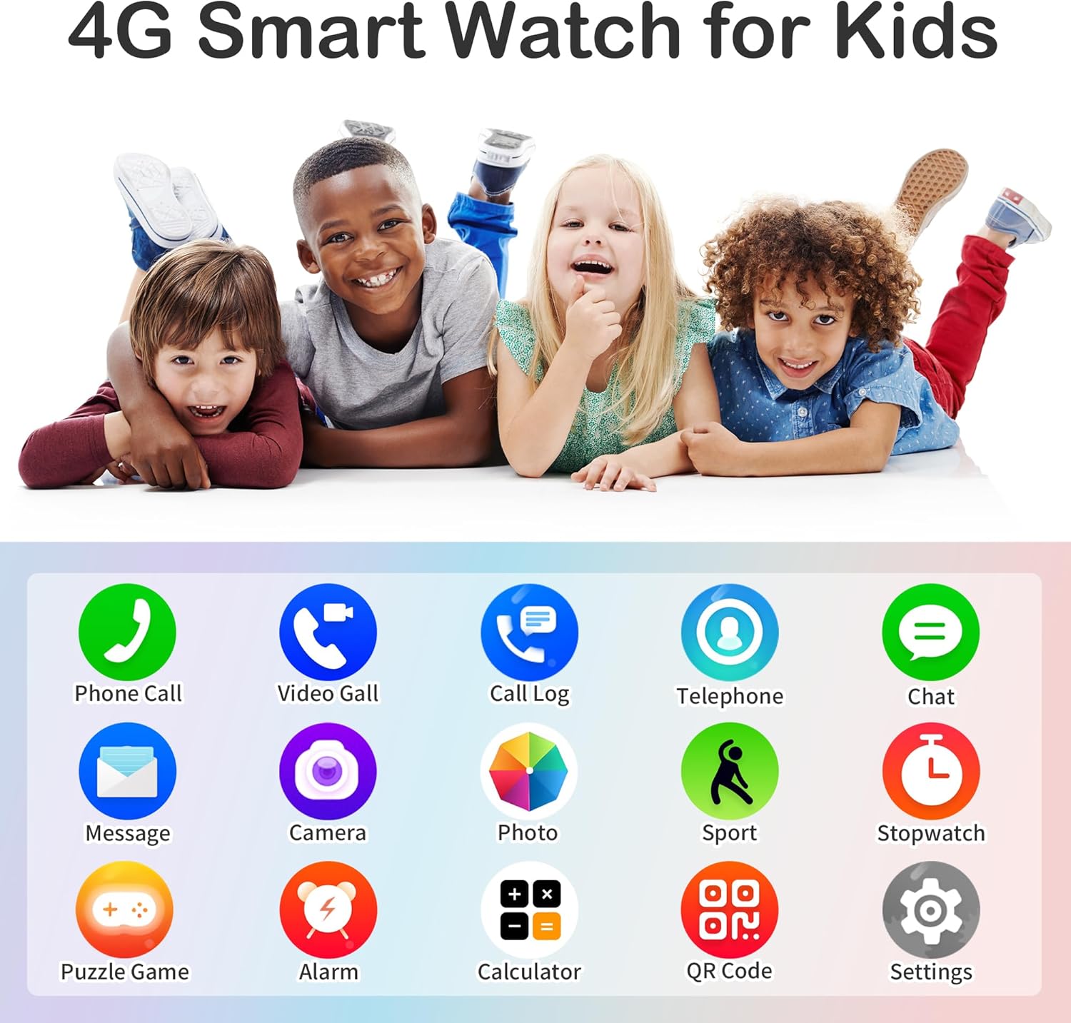 4G Kids Smart Watch with GPS Tracker Video Voice Calling Text Chat SOS Call, Waterproof Smartwatch Age 5-12, Wallpaper Store School Model Camera Pedometer Game Alarm Clock Stopwatch for Kid(Pink) - Image 2