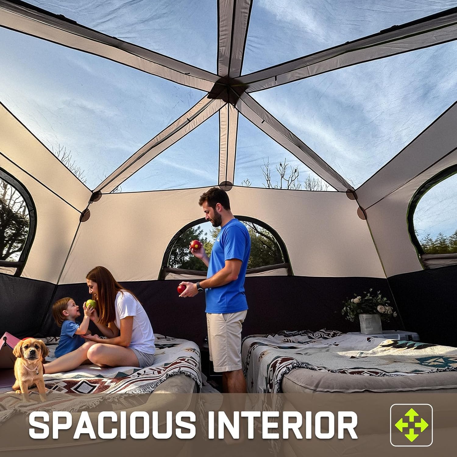 4/6/8 Person Instant Tent, Waterproof Pop Up Tents for Camping with Rainfly, 60 Seconds Easy Setup, Automatic Cabin Tent for Family Camping with Expandable Carry Bag & Upgraded Ventilation - Image 4