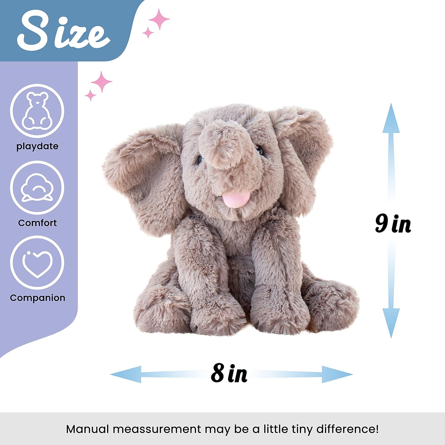 Hopearl Adorable Plush Calf Elephant Toy Floppy Elephish Ultra Soft Stuffed Animal for Boys Girls Kids Toddlers, Gray, 9'' - Image 3