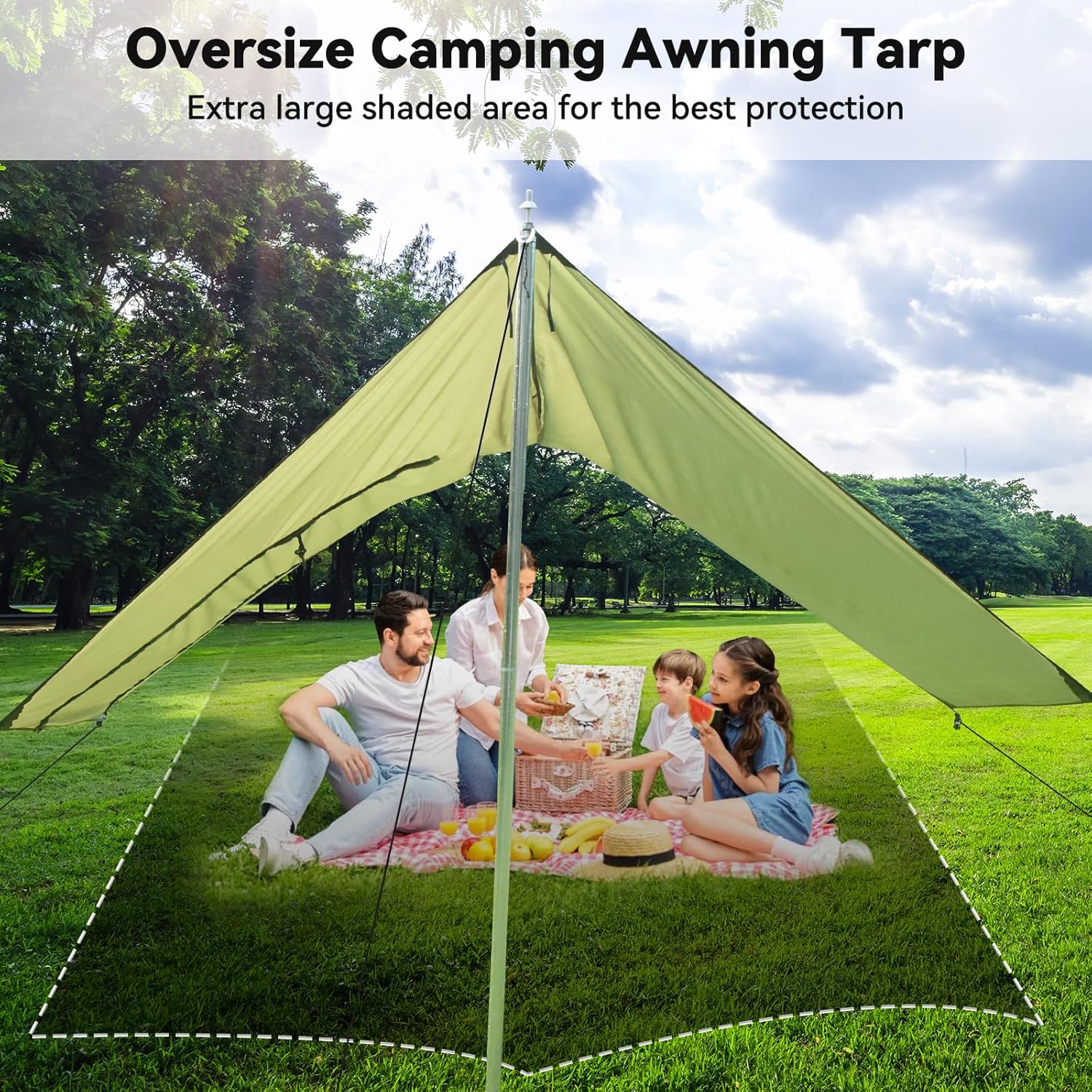 Hammock Rain Fly Tent Tarp (11.5x9.5ft) Large Ultralight Camping Tarps Waterproof Portable Backpacking Multifunctional Rain Cover for Outdoor Hiking, Picnic, Hammock, Car, Backpacking - Image 5