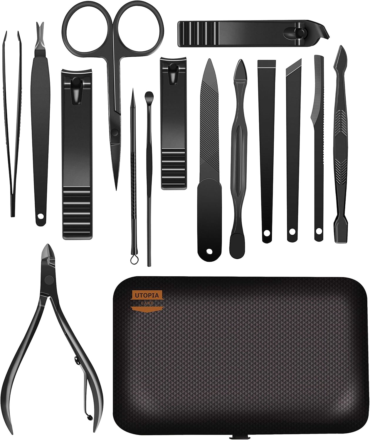 Utopia Care Nail Clippers Professional Nail Kit or Manicure Kit for Women and Men, Stocking Stuffers or Groomsmen Gifts 16Pcs Pedicure Set for Fingernail, Toenail Clippers with Travel Case - Image 7