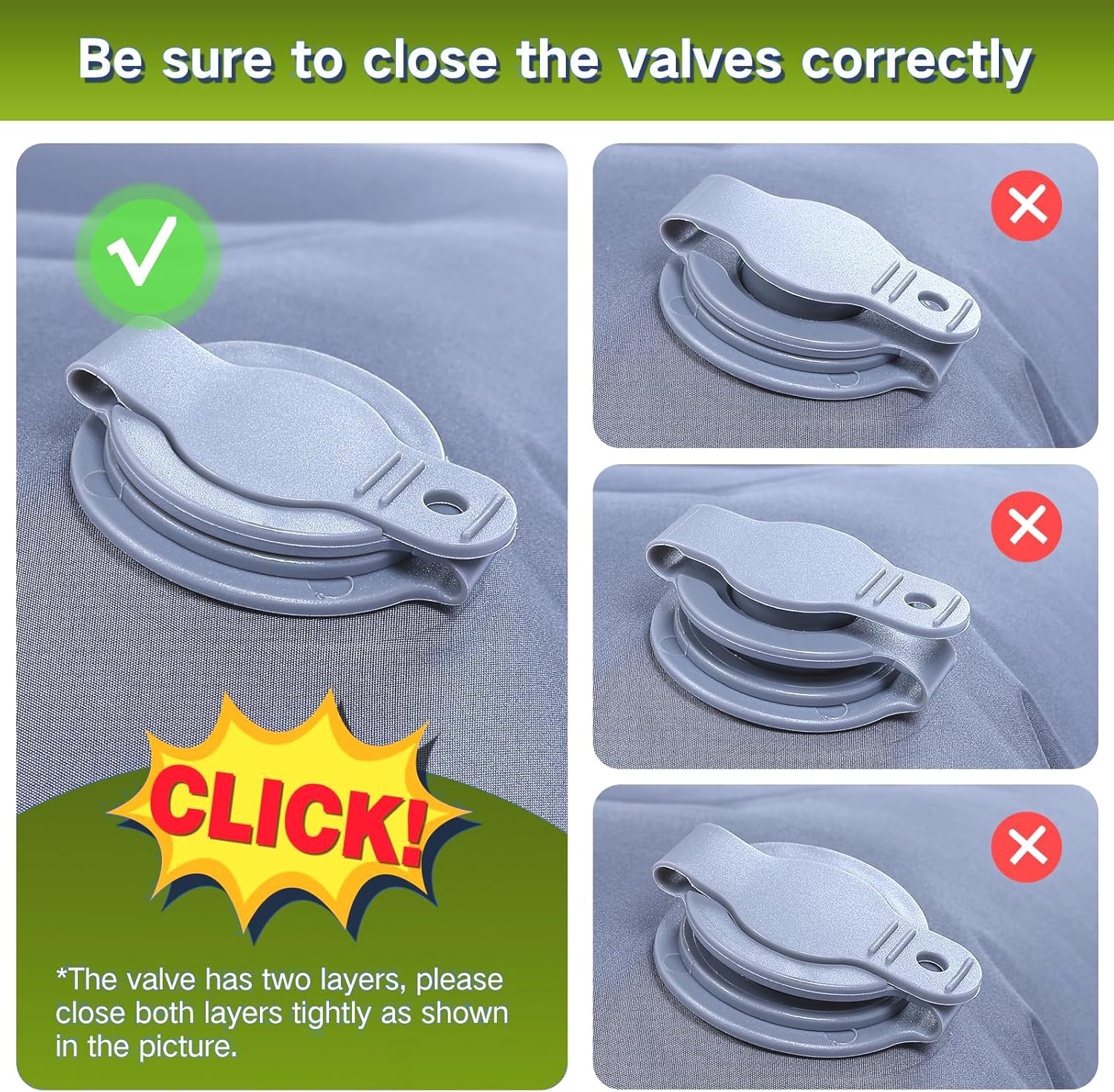 Double Sleeping Pad Camping, Self Inflating 6'' Extra-Thick 2 Person Pillow Built-in Foot Pump Waterproof Inflatable Sleeping Mat Backpacking, Tent, Hiking, Portable Camping Pad (Yellow Grey) - Image 5