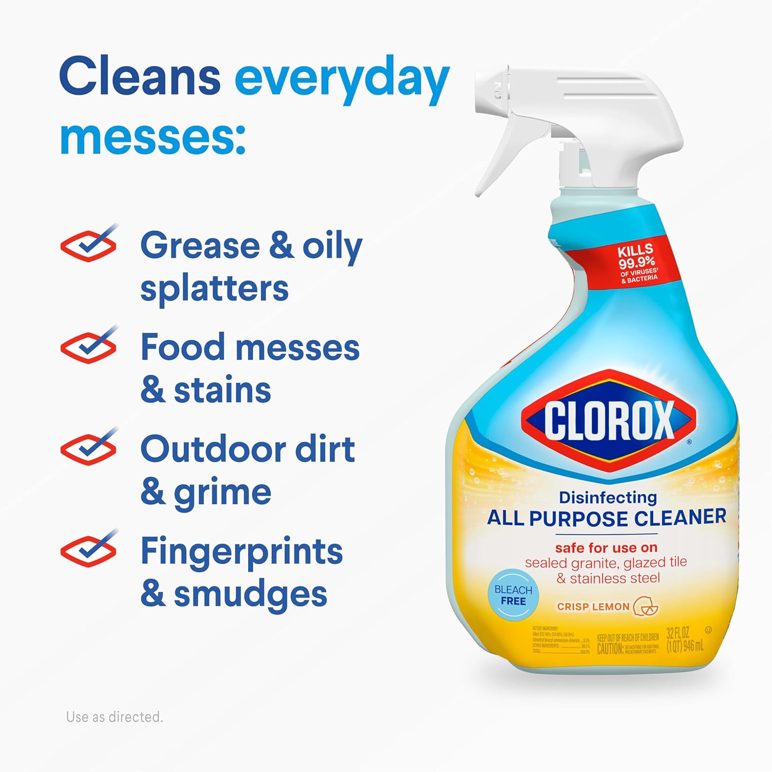 Clorox Disinfecting All-Purpose Cleaner 32 Oz and Bathroom Cleaner, Household Essentials, 30 Oz, Pack of 3 - Image 3