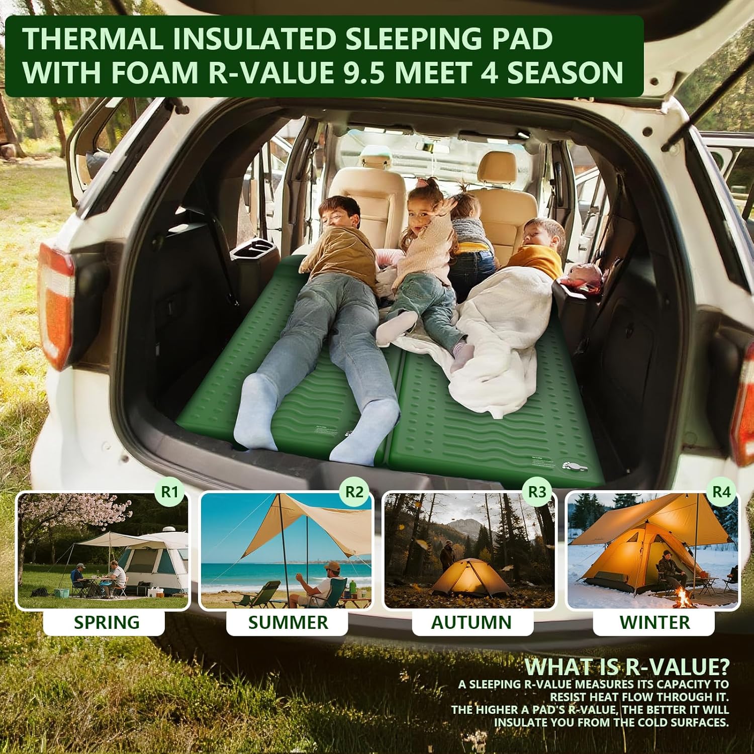 HiiPeak Memory Sleeping Pad, Compact Thick Foam Sleeping Mats with Pillow, 9.5 R-Value Insulated Camping Mattress Pad, Easy Inflate & Deflate, Inflatable Sleep Mat for Backpacking Hiking Car Tent - Image 6