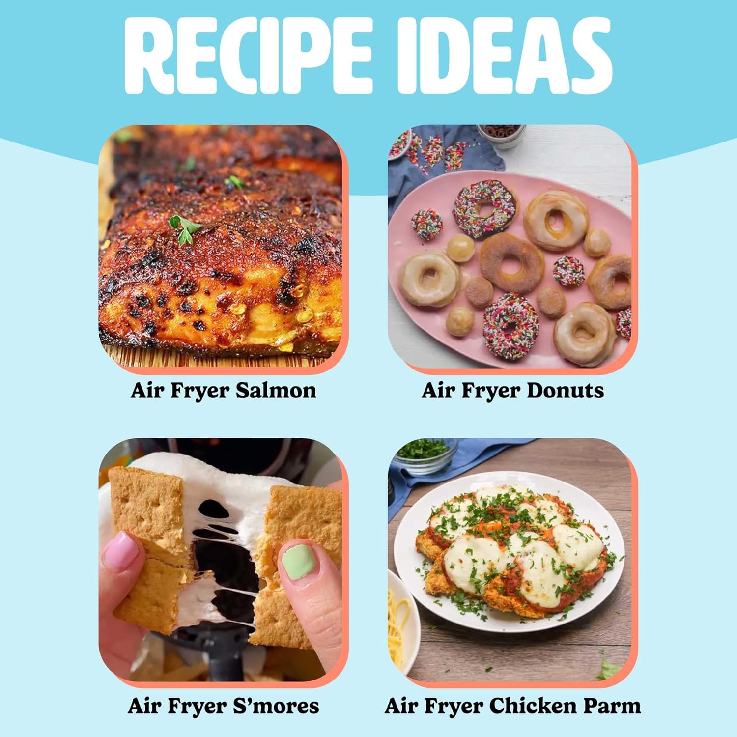 Tasty Personal Air Fryer, Healthier Meals in Minutes, Adjustable Temp Control up to 400°F, Easy-to-Use Design, Nonstick Basket and Tray Made without PFAS, PFOA, PFOS & PTFE, 900 Watts, 2-Quart, Aqua - Image 6