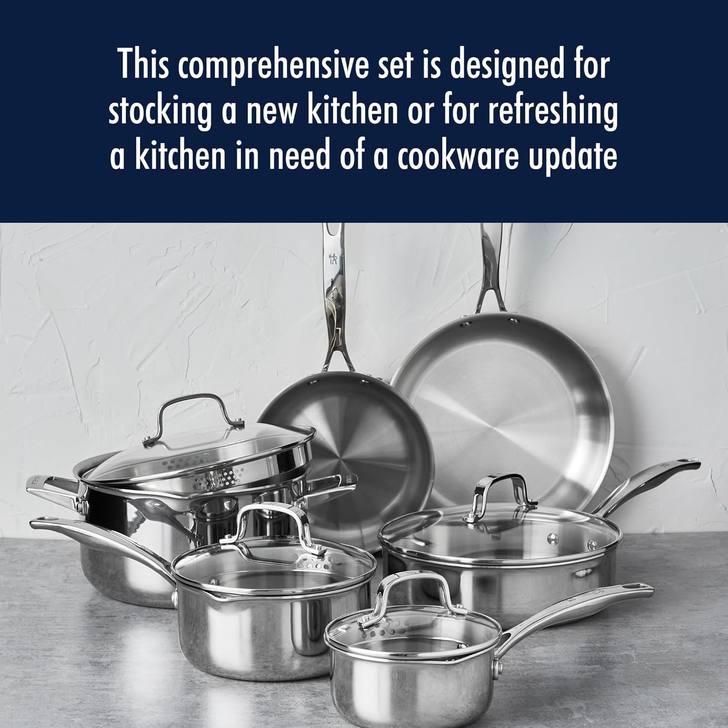 HENCKELS Clad H3 10-pc Induction Pot and Pan Set, Stainless Steel, Durable and Easy to clean - Image 2