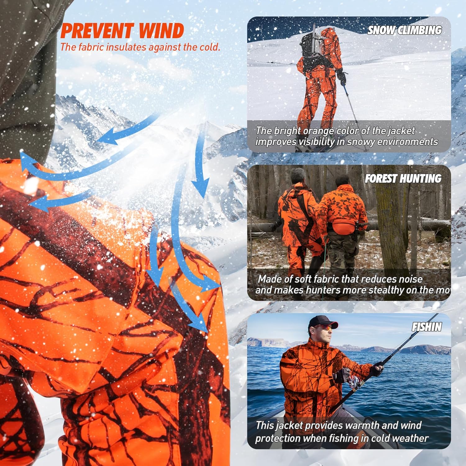 GUGULUZA Hunting Pants for Men, Silent Hunting Pants with Fleece Lining, Water Resistant Camo Clothes for Deer Hunting - Image 6