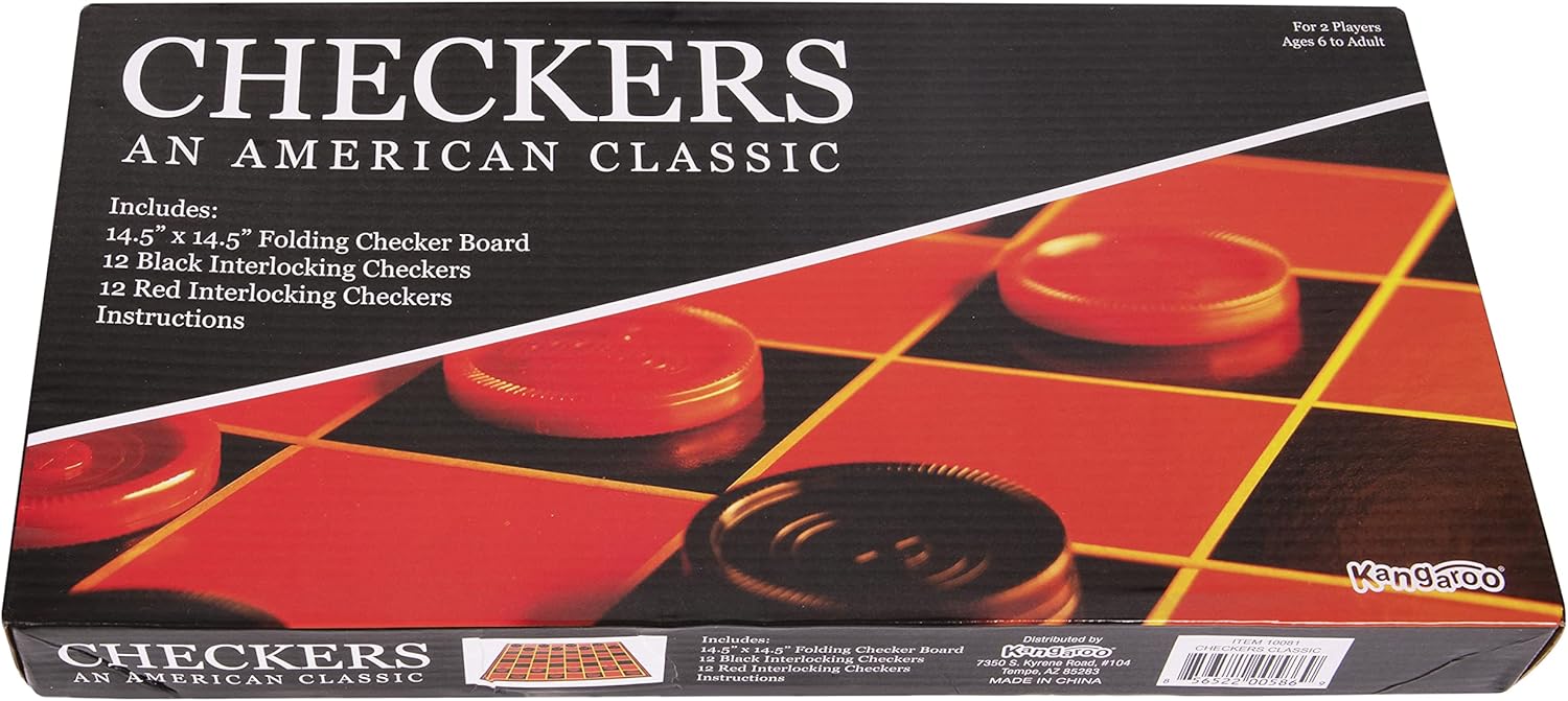 Kangaroo - Multiplayers Strategy Checker Board Game for Kids & Adults - Portable Educational Travel Cardboard Checkers - Includes Large Board w/ 24 Checkers (12 Red and 12- Black) 15x15 Inches - Image 9