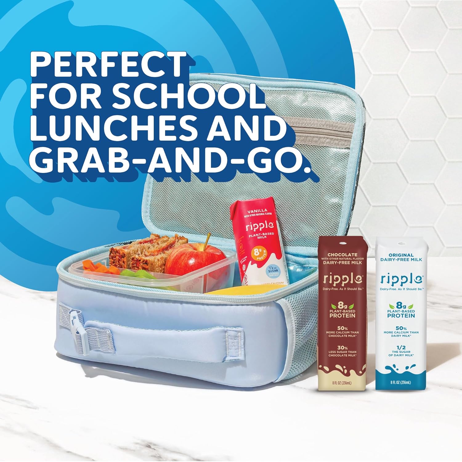 Ripple Non-Dairy Milk, Chocolate| Vegan Milk With 8g Pea Protein | Shelf Stable Single Serve Cartons | On-The-Go | Non-GMO, Plant Based, Gluten Free | 8 oz, 12 Pack - Image 6