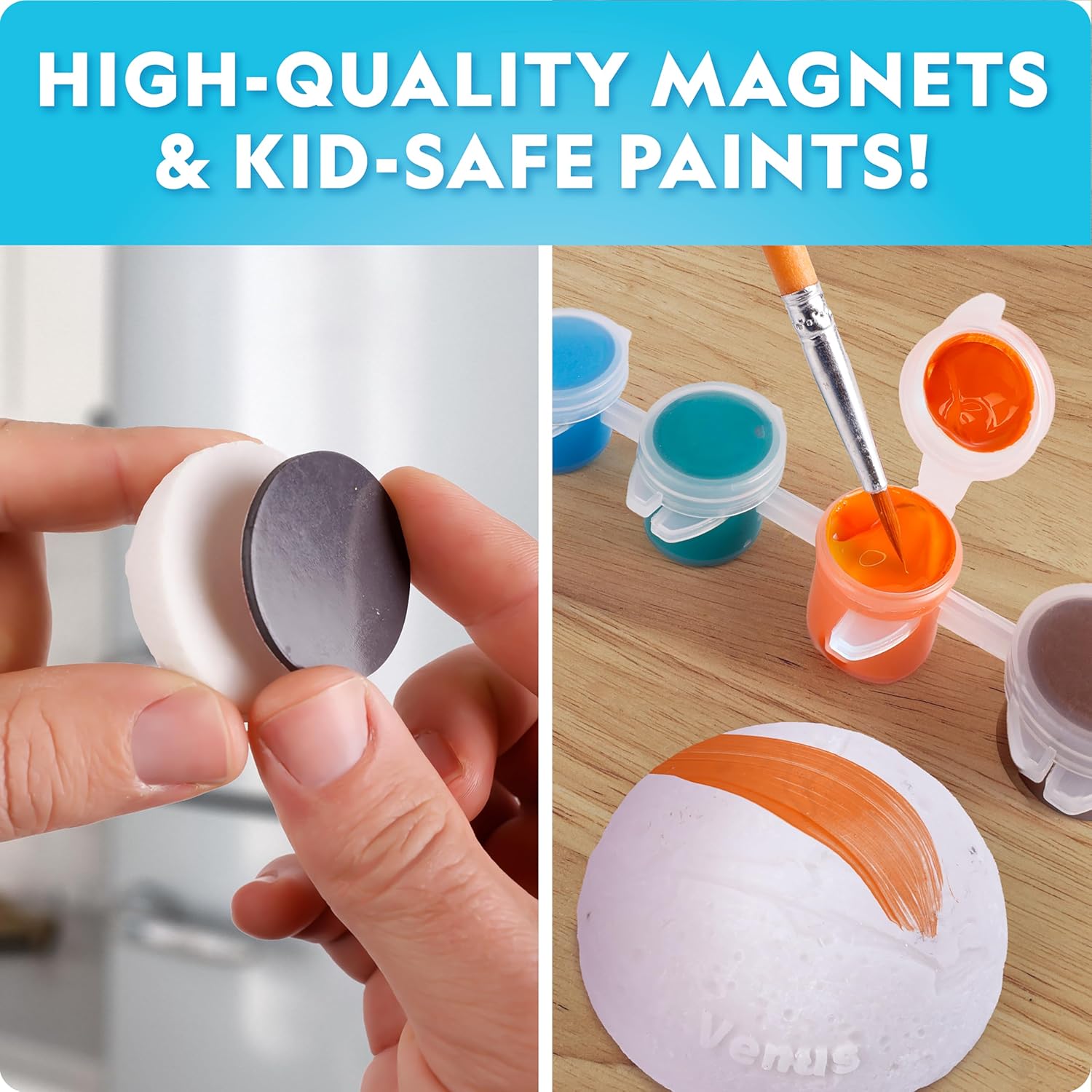 National Geographic Magnetic Solar System Painting Kit – 3D Magnet Making Kit, Paint 8 Planets & The Sun, Craft Kit with Paints, Brushes, Magnets & More, Kids Art Kit, DIY Magnets - Image 4