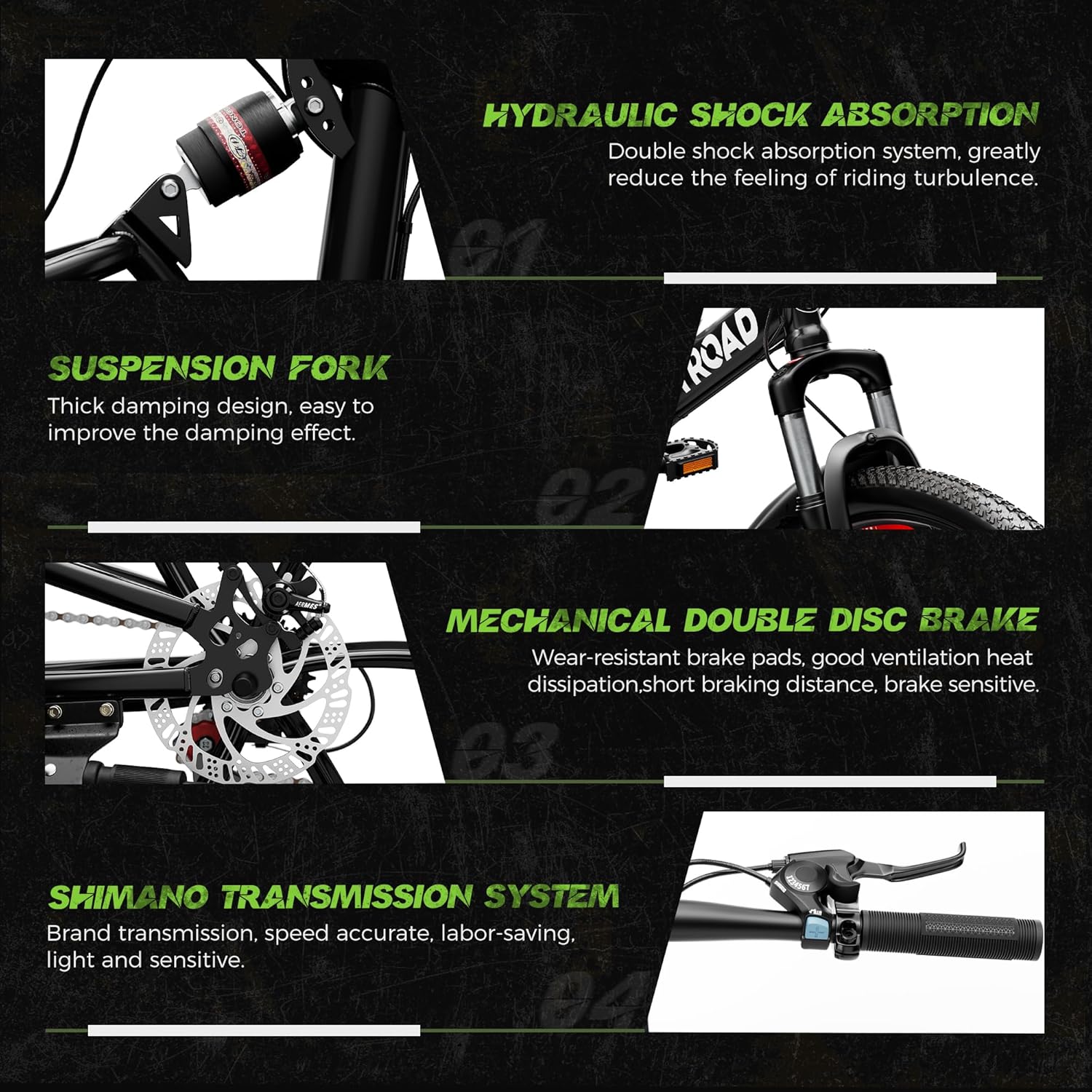 26 Inch Adult Folding Bikes, Mountain Bicycles with Full Suspension, Dual Disc Brake, High Carbon Steel Frame, Foldable Bike for Men/Women/Teen, Black - Image 7