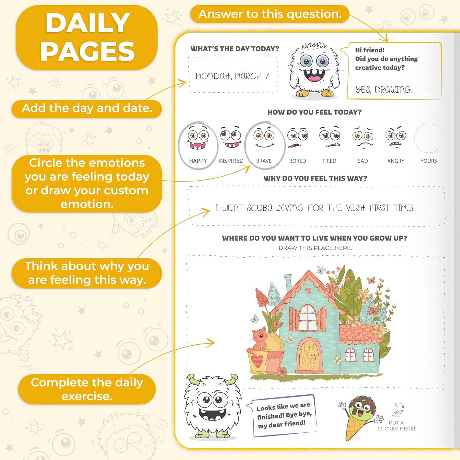 Clever Fox Kids’ Journal – Daily Feelings & Gratitude Notebook for 8+ Children – Child’s Planner & Mood Tracker for Journaling & Writing (Lemon) - Image 4