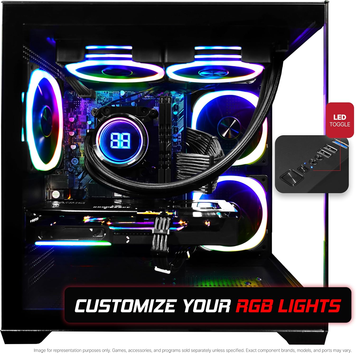 SAAV Elite Prebuilt Gaming PC Bundle Desktop Tower AMD Ryzen 5 9600X Radeon RX 9070XT 16GB GDDR6 Dual Curved 24in Monitors 16GB DDR5 512GB NVMe SSD WiFi 6 Windows 11 Black RGB Computer PC Gaming - Image 3