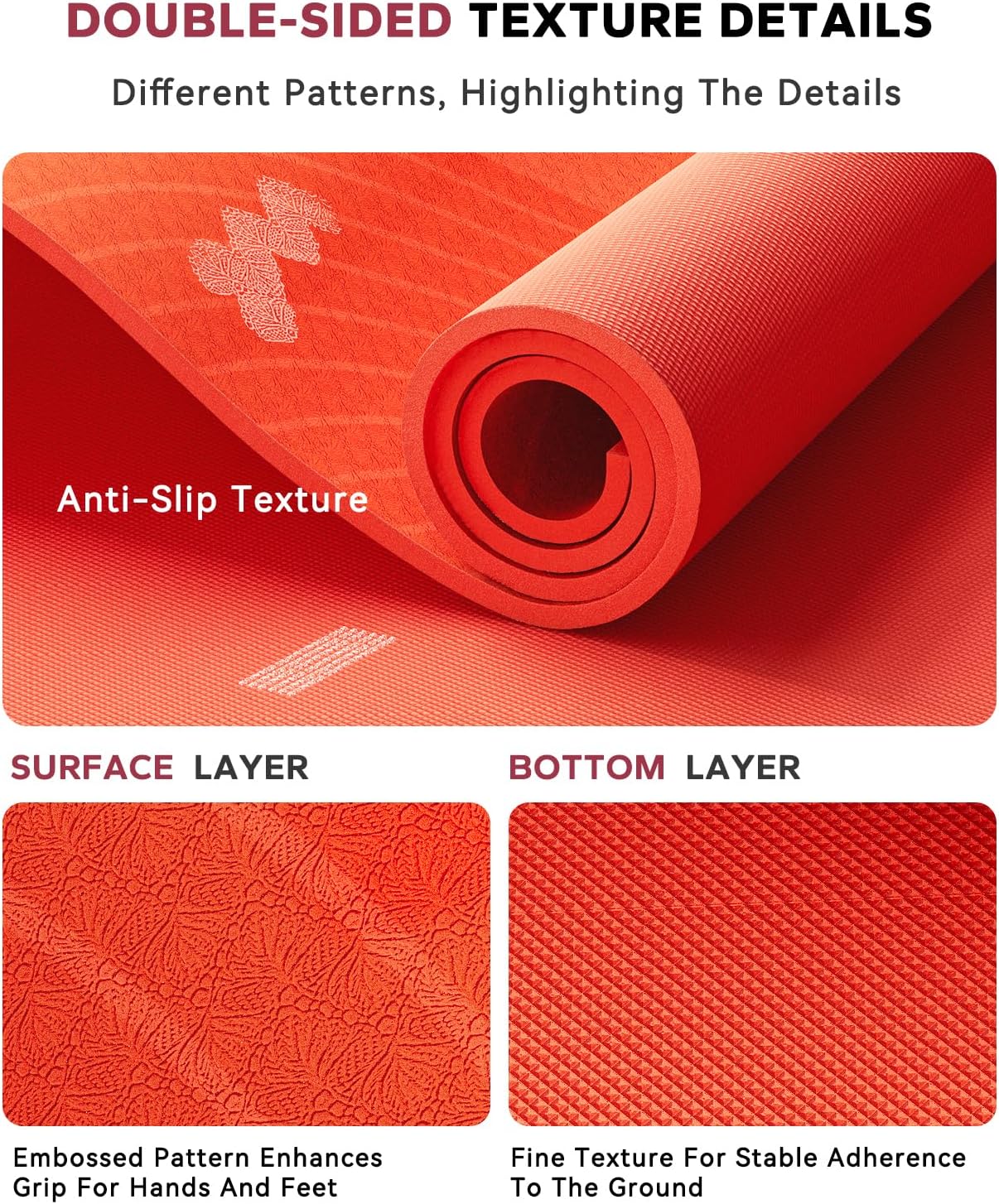 HAPBEAR Extra Large Yoga Mat (84''×30'') - 1/3'' Thick Double-Sided PVC Non-Slip Exercise Mat with High Rebound Cushioning, Dual-Side Usable for Home Gym, Yoga, Pilates & Workouts -Orange - Image 3