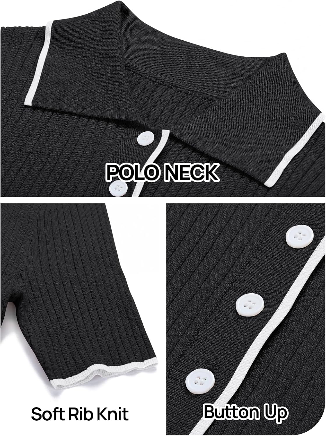 MEROKEETY Women's 2026 Spring Ribbed Maxi Dress Summer V Neck Button Short Sleeve Slim Fit Bodycon Knit Sweater Dresses - Image 6