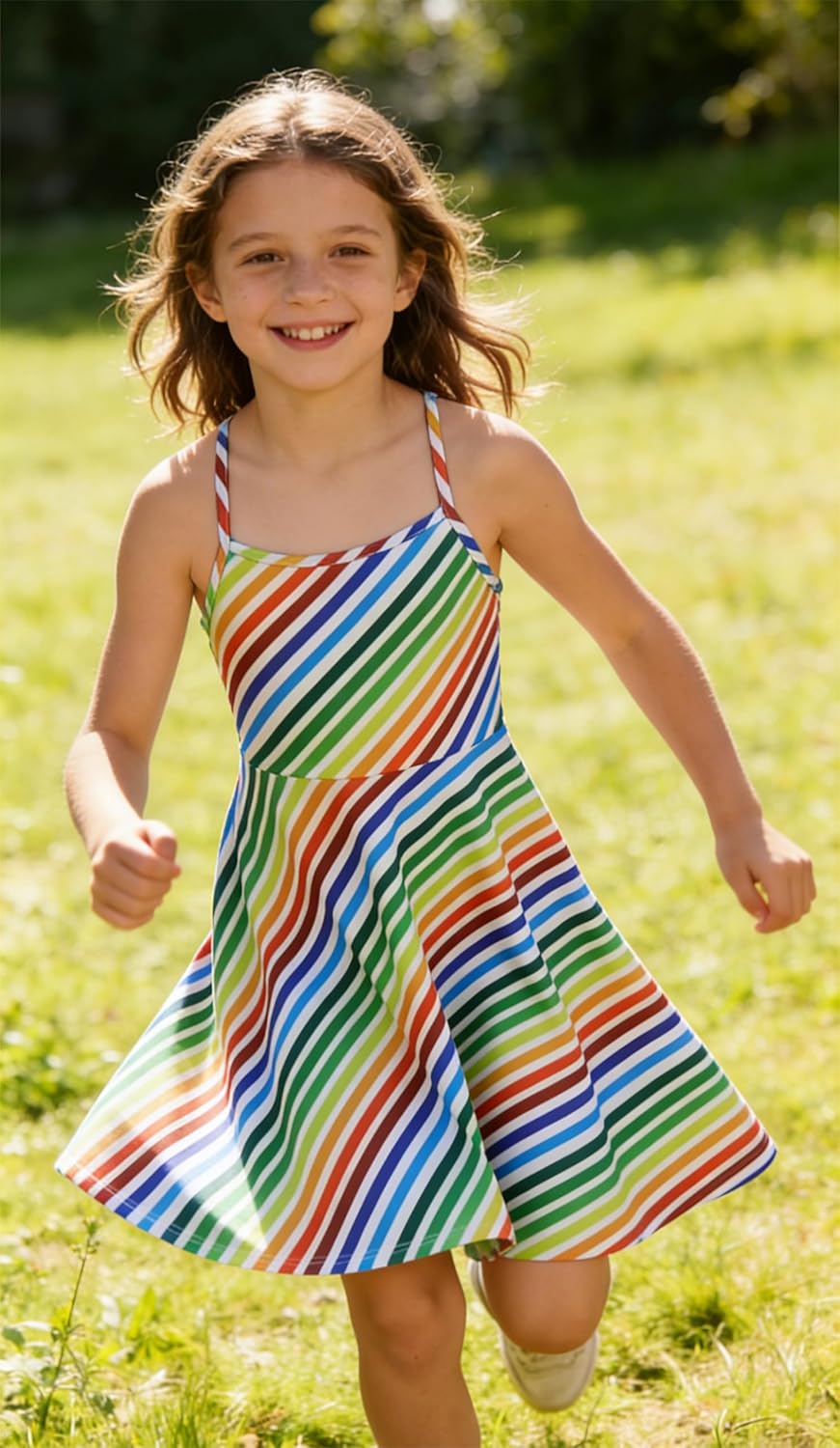 Girls Summer Sundress Adjustable Strap Cami Dress Spaghetti Strap Dresses Size 4-13 - Image 4