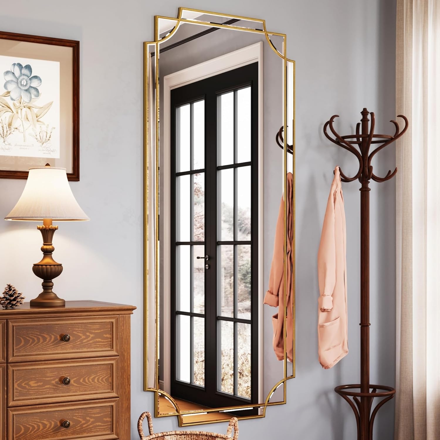 Kelly Miller 70"x30" Large Gold Beveled Full Length Mirror, Traditional Farmhouse Rectangular Wall Mirror for Bedroom, Living Room, Hallway, Entryway - Image 2