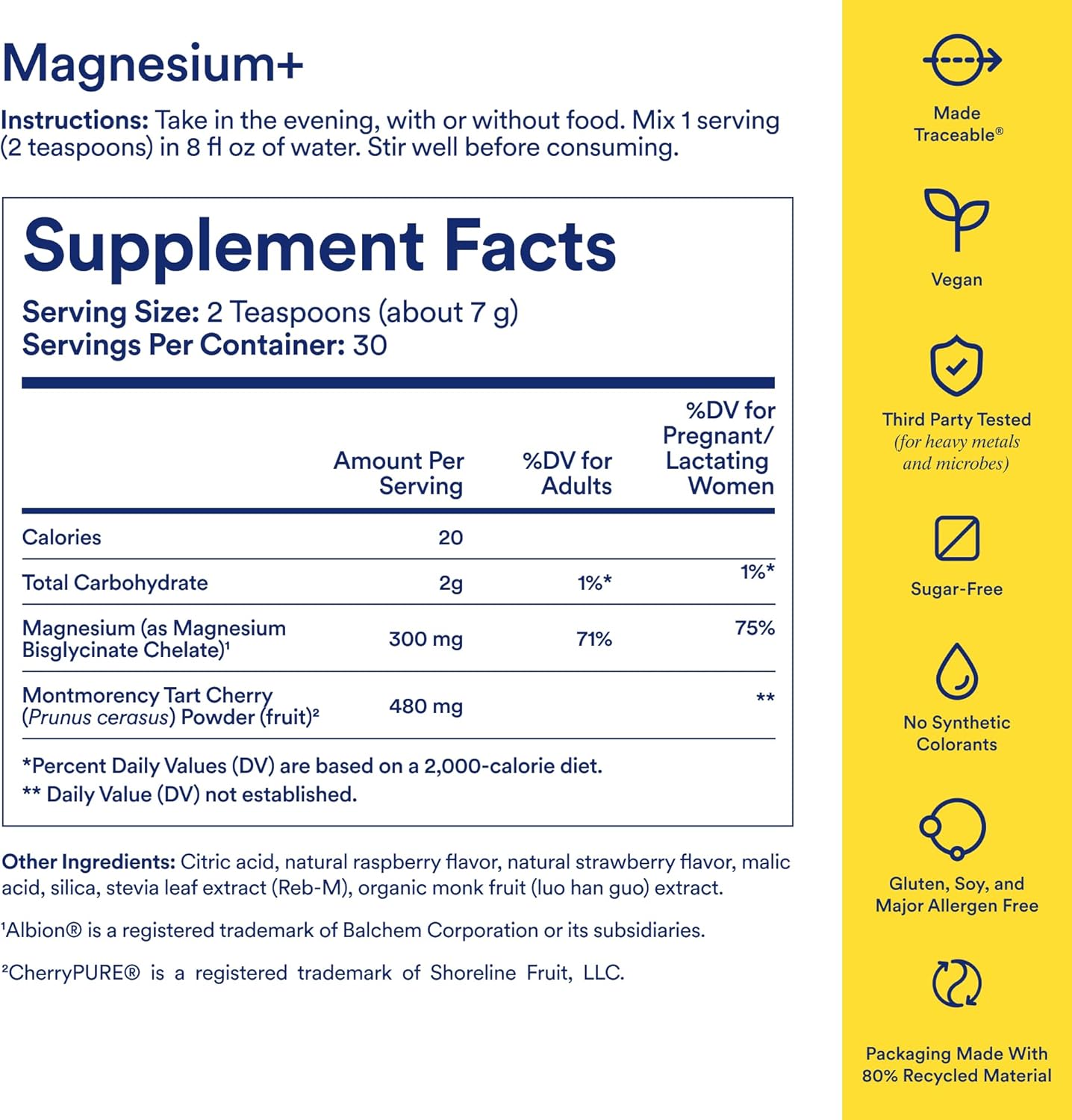 Ritual Magnesium+ Drink Mix Supplement | 2-in-1 Science-Backed Tart Cherry & Gentle on Stomach Magnesium Bisglycinate | Formulated for Mind & Muscle Relaxation | Supports Sleep & Calm | 30 Servings - Image 3