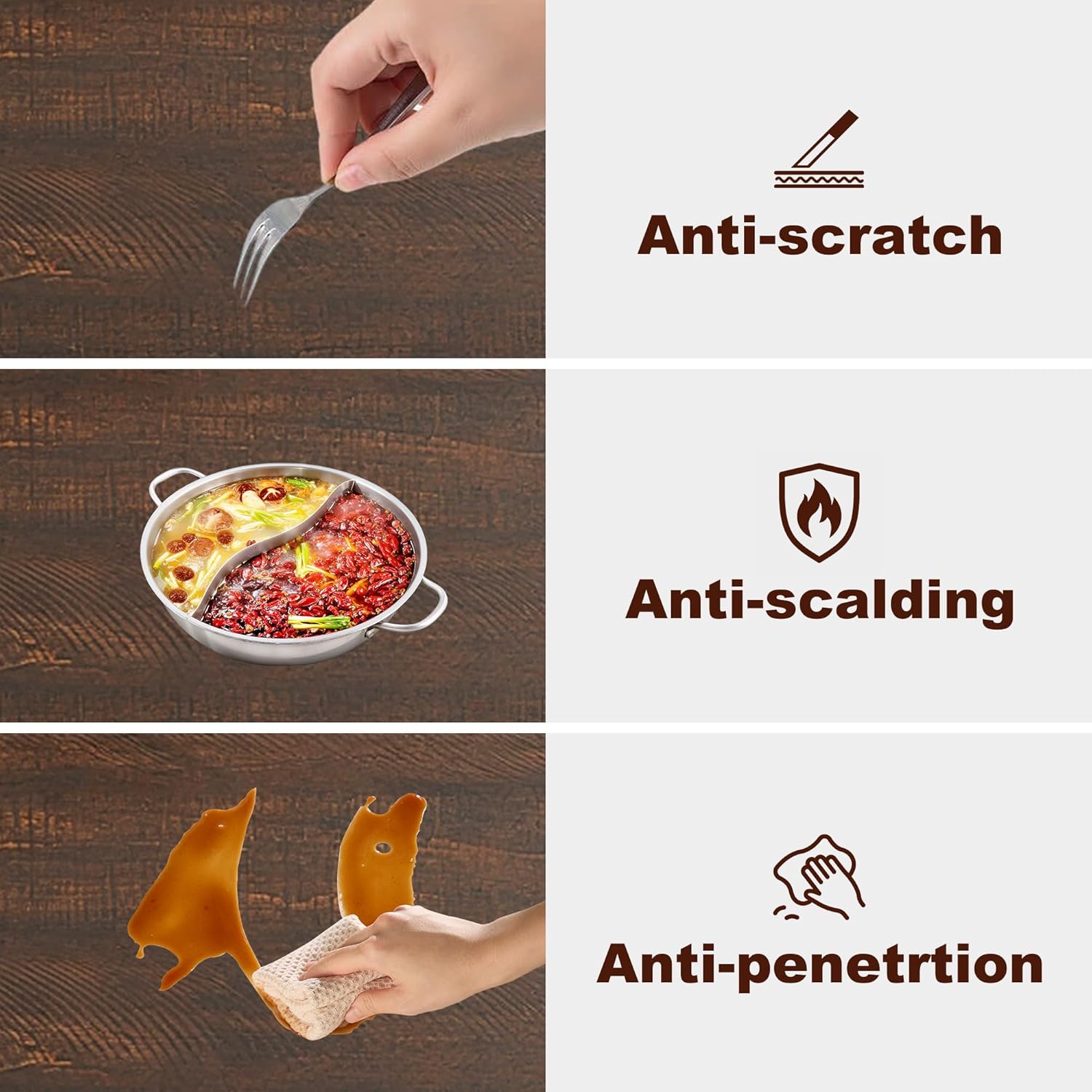 St.Mandyu 7 Pieces Dining Table & Chairs Set for 4-8 People, 71 Inch Kitchen Table with 6 Chairs, Rectangle Dining Table with Wooden Legs for Dining Room, Living Room, Brown - Image 7