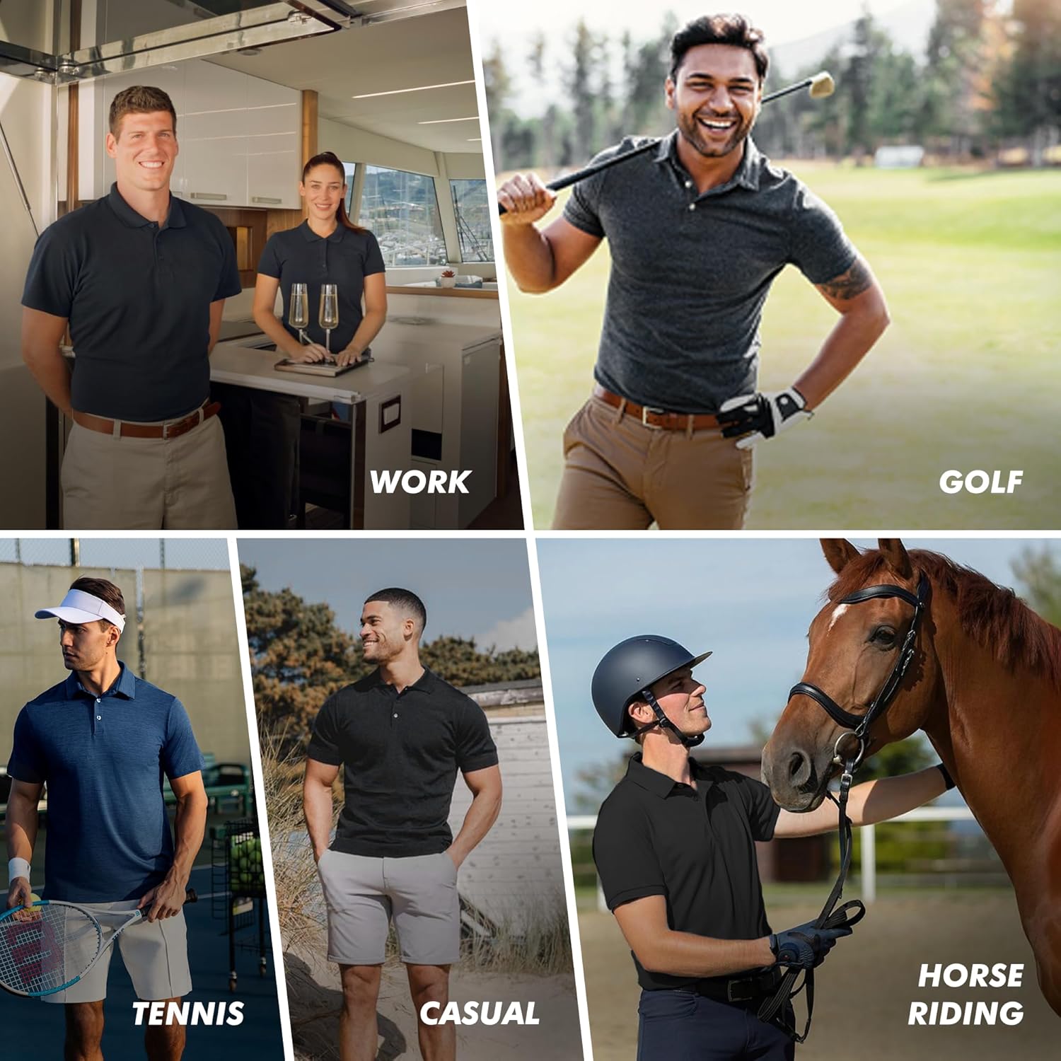 5 Pack Polo Shirts for Men - Quick Dry Moisture Wicking Performance Short Sleeve Mens Golf Shirts for Work Athletic - Image 5