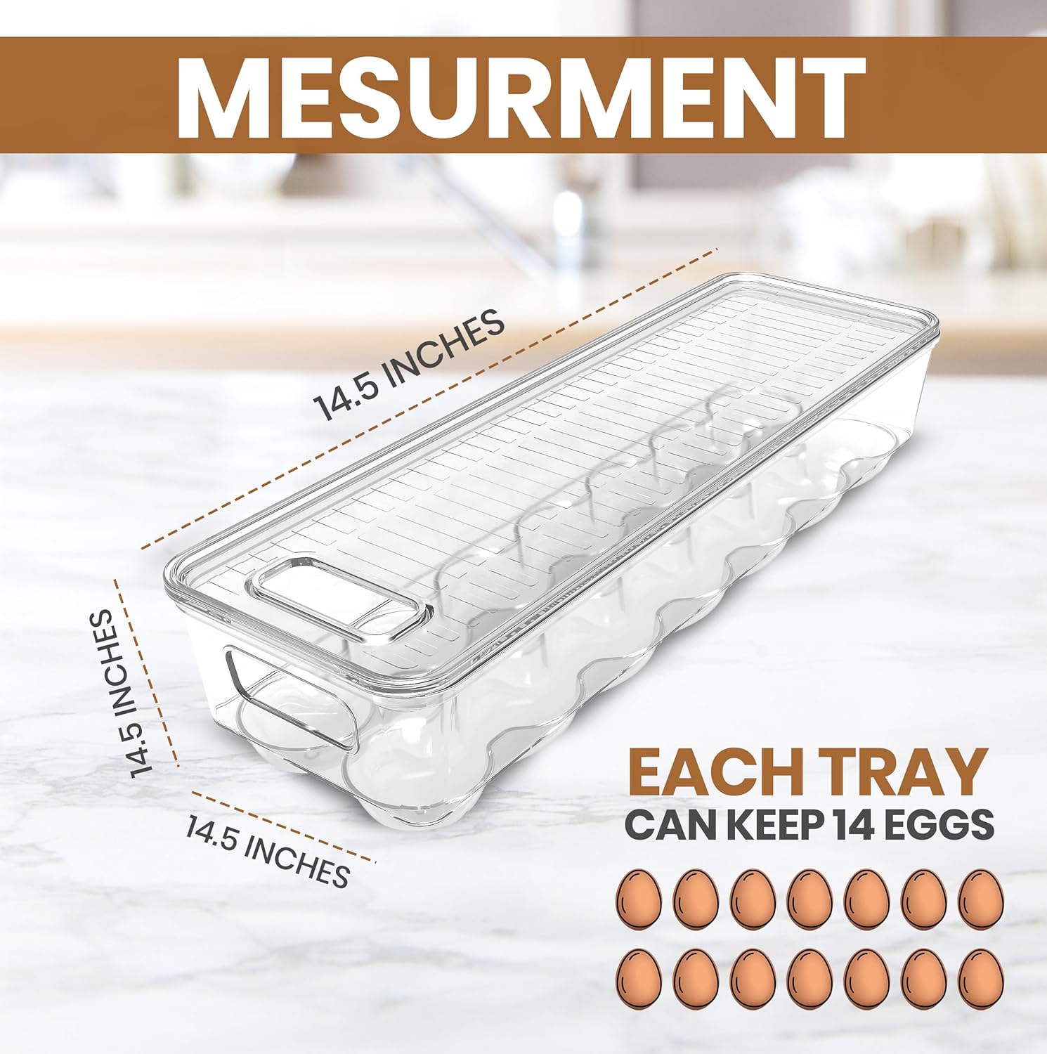 Utopia Home Egg Container With Lid and Handle for Refrigerator Organization- Pack of 2 - Clear Stackable Egg Holder for Kitchen or Pantry Organizers and Storage - Image 2