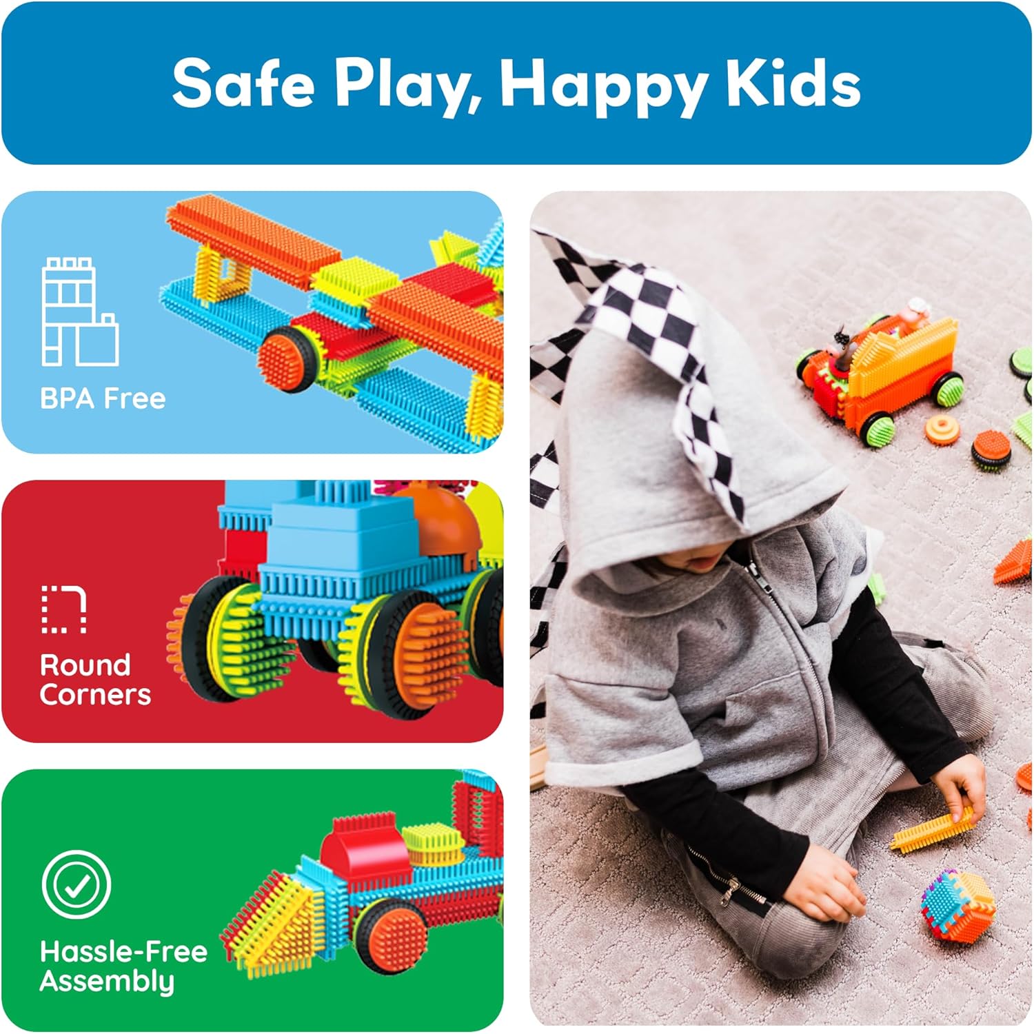 PicassoTiles 120pcs Hedgehog Interlocking Building Blocks Tiles Construction Toy Set Learning Playset STEAM Development Preschool Kindergarten Toy for Kids Age3+ PTB120 - Image 5